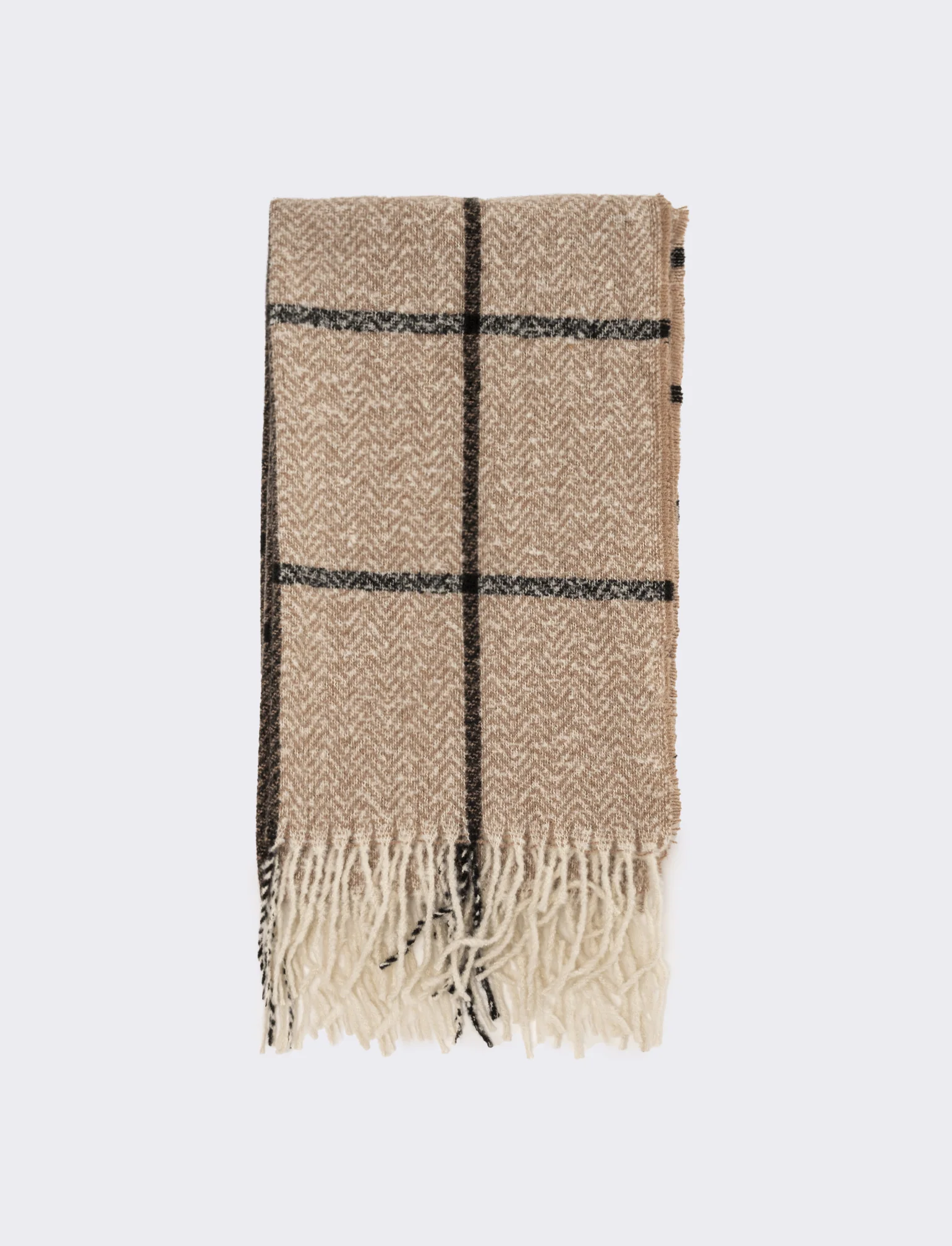Sciarpa rigato e quadri uomo - Beige - Image 2