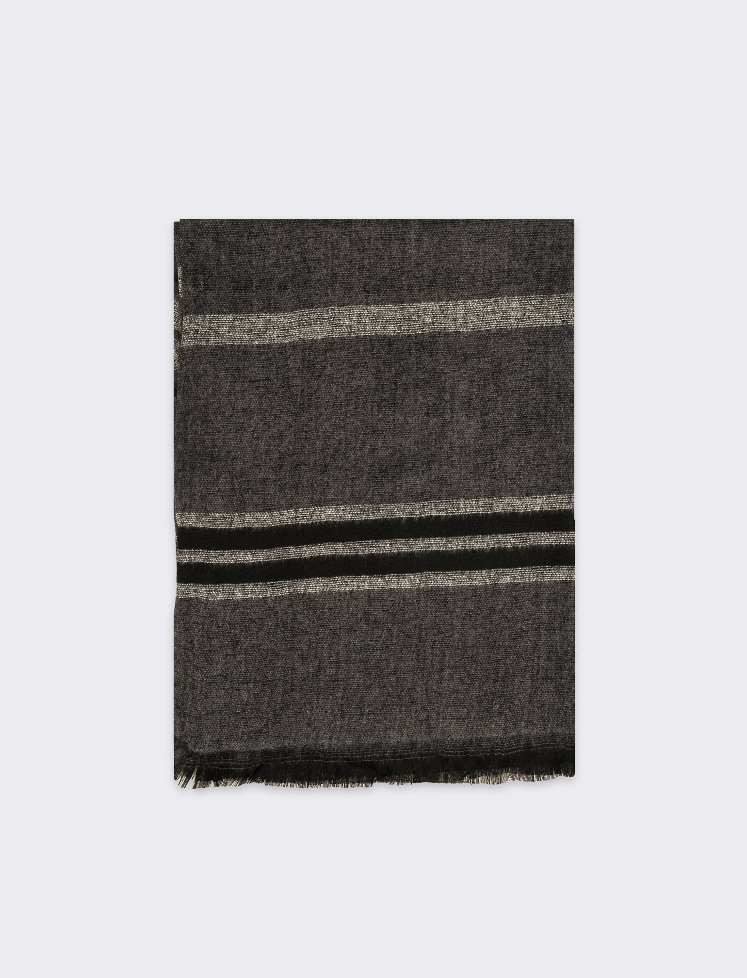 Sciarpa righe sfrangiata peso leggero uomo - Grigio - Image 2