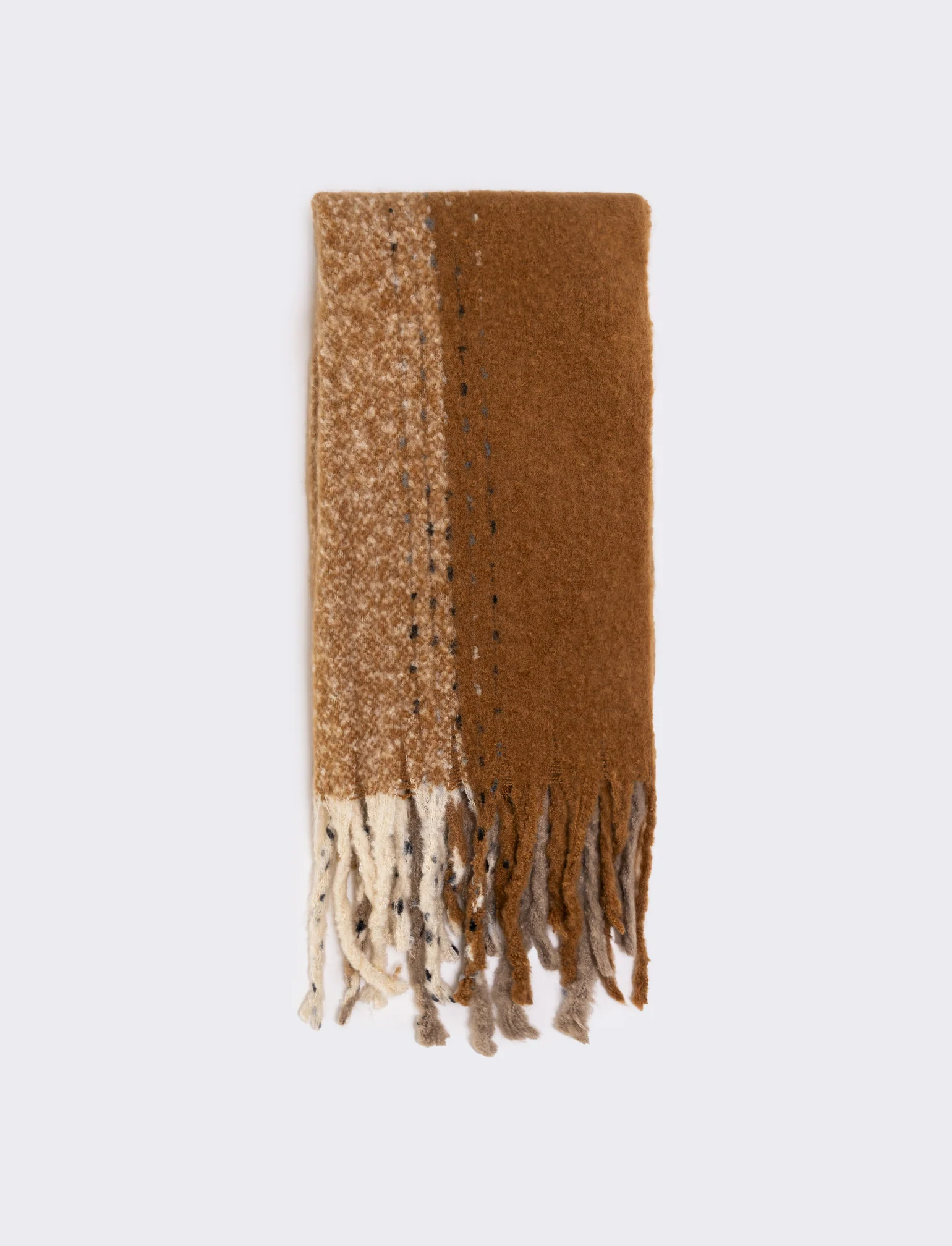 Sciarpa tinta unita con frange donna - Beige - Image 2