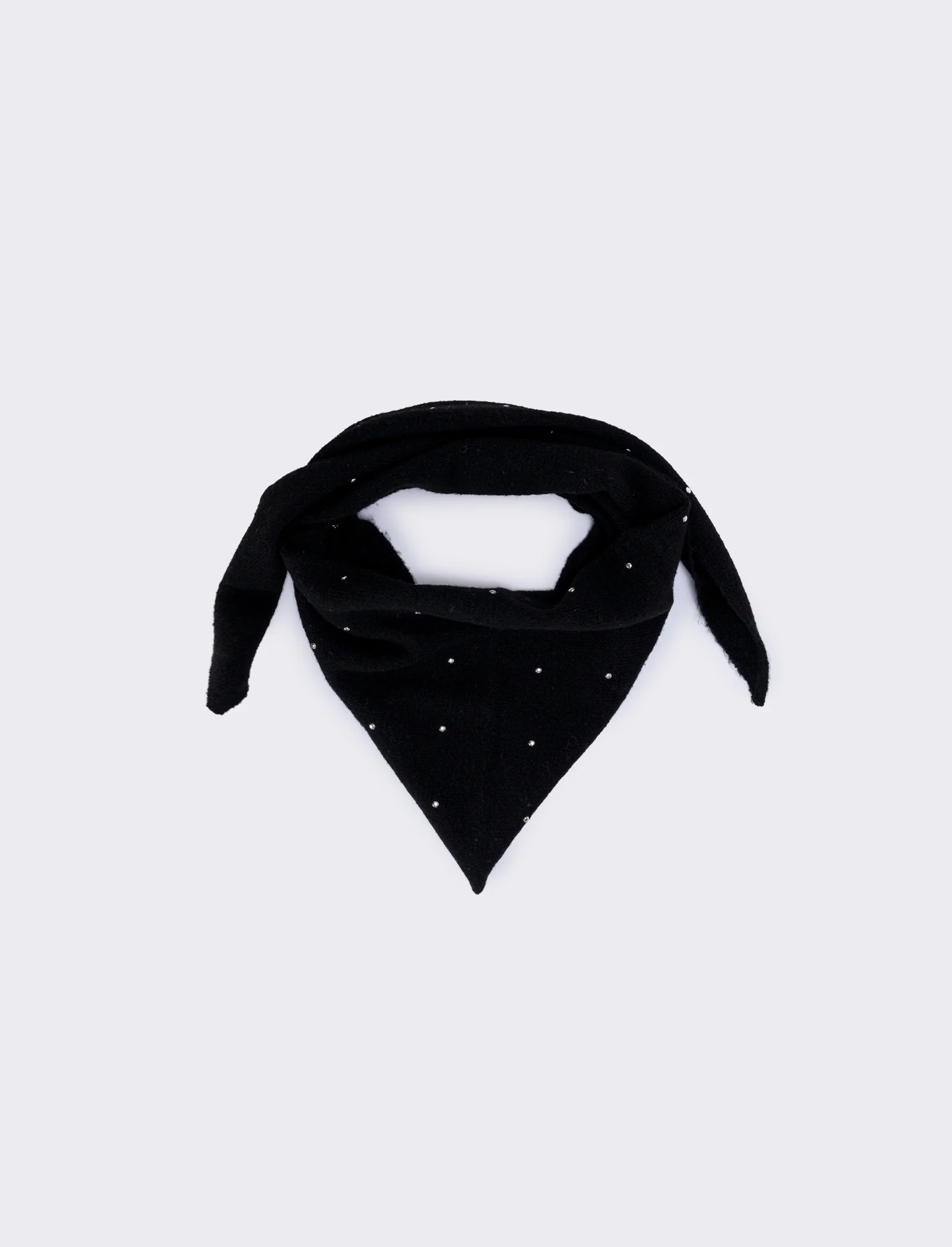 Sciarpa triangolare in maglia con borchie - Nero