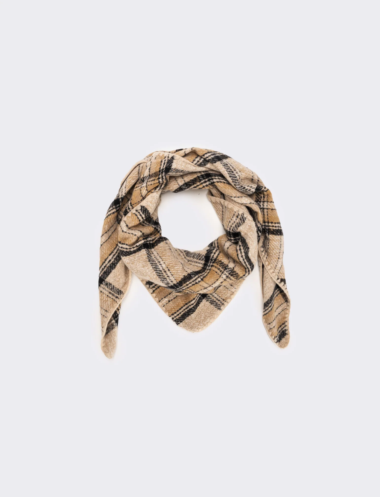 Sciarpa triangolo con impunture varie fantasie - Beige
