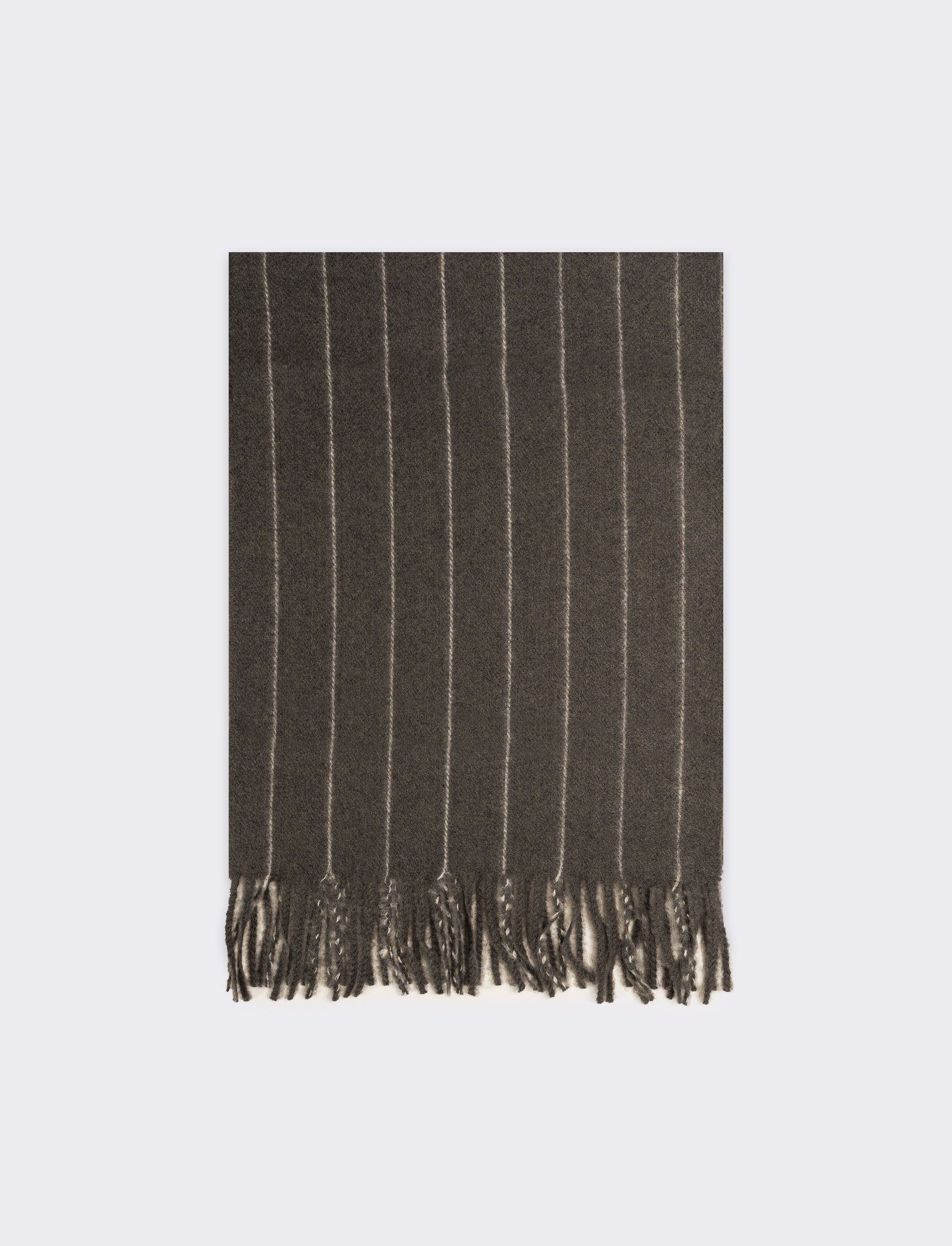 Sciarpa uomo a righe con frange - Grigio - Image 2