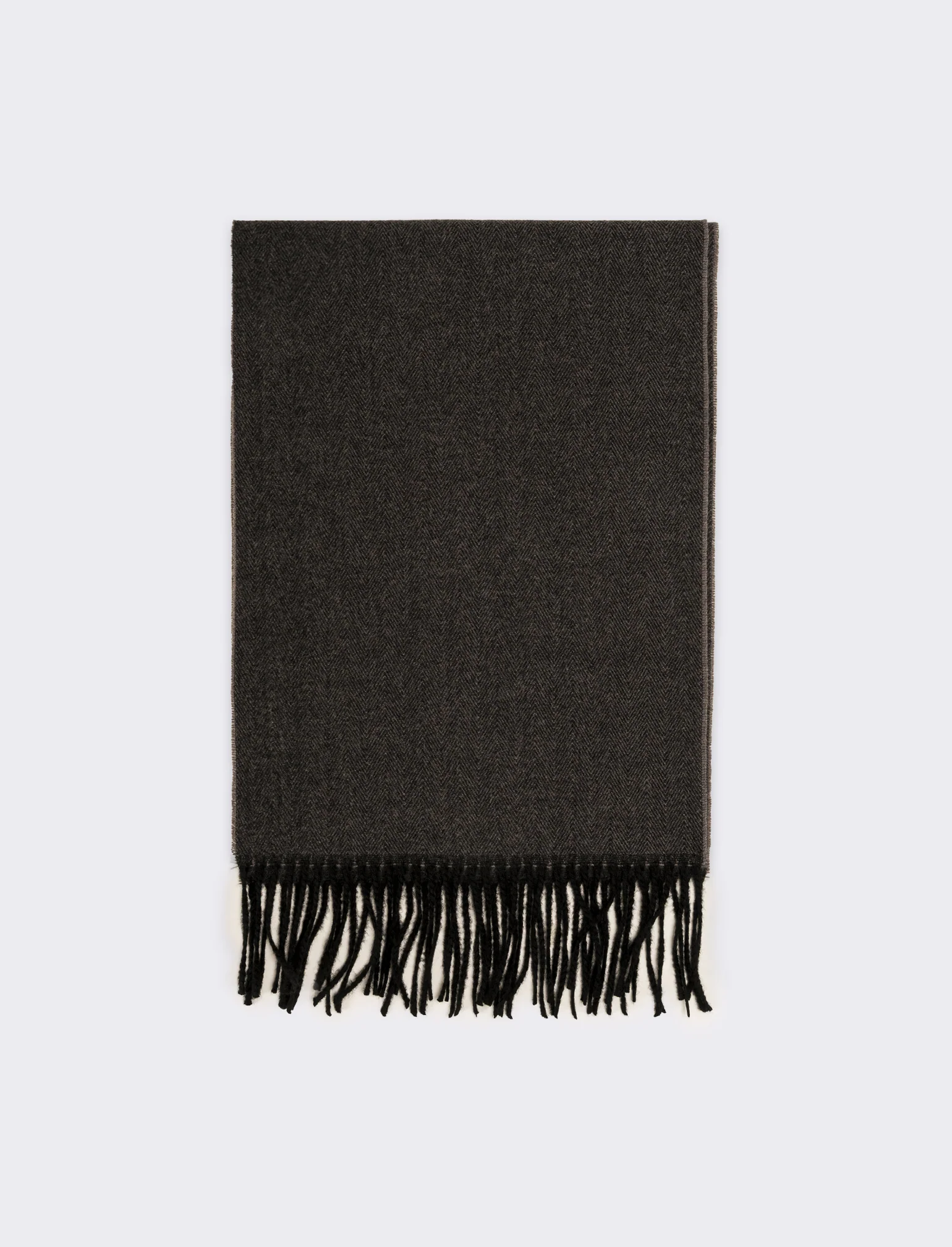 Sciarpa uomo basic con frange - Nero - Image 2