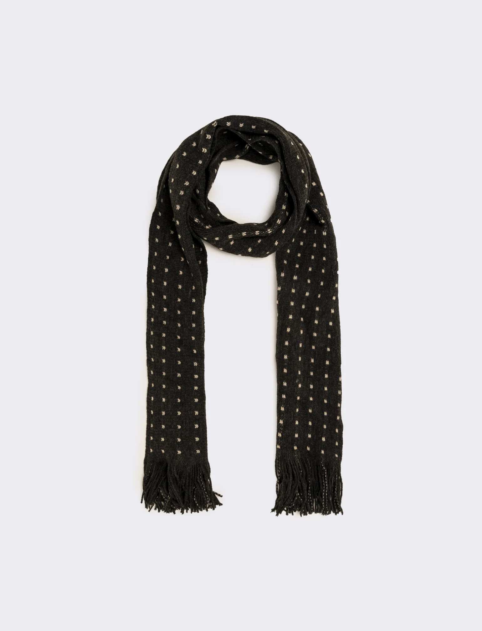 Sciarpa uomo pois con frange - Grigio