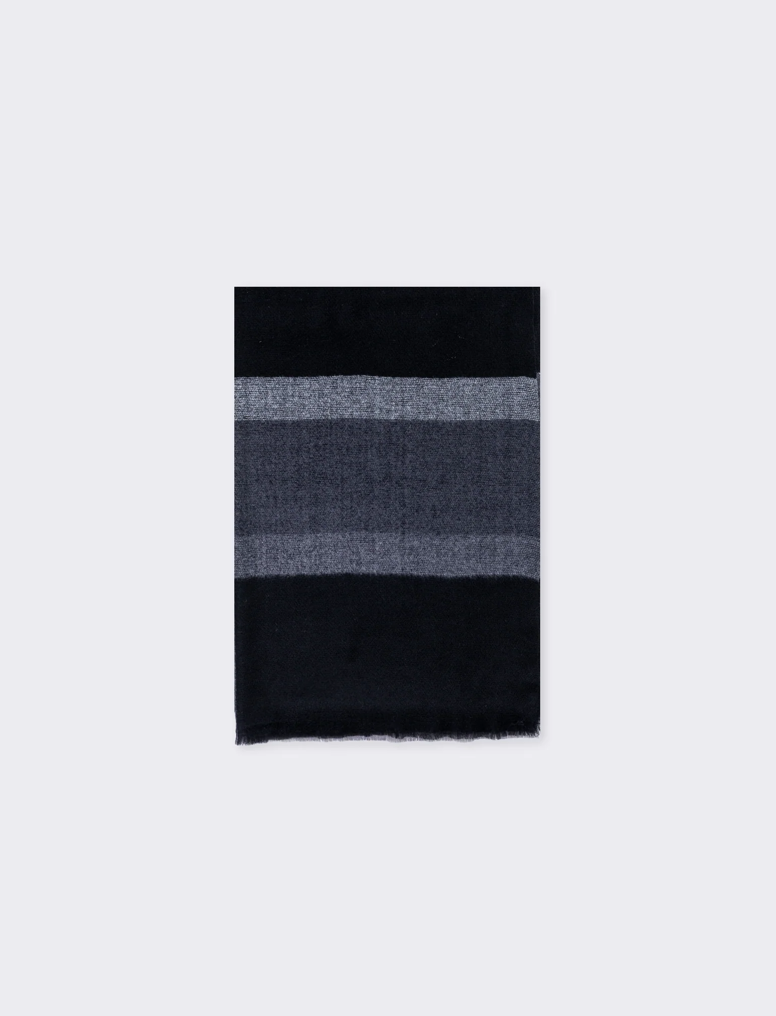 Sciarpa uomo righe con frange eleganti - Nero - Image 2