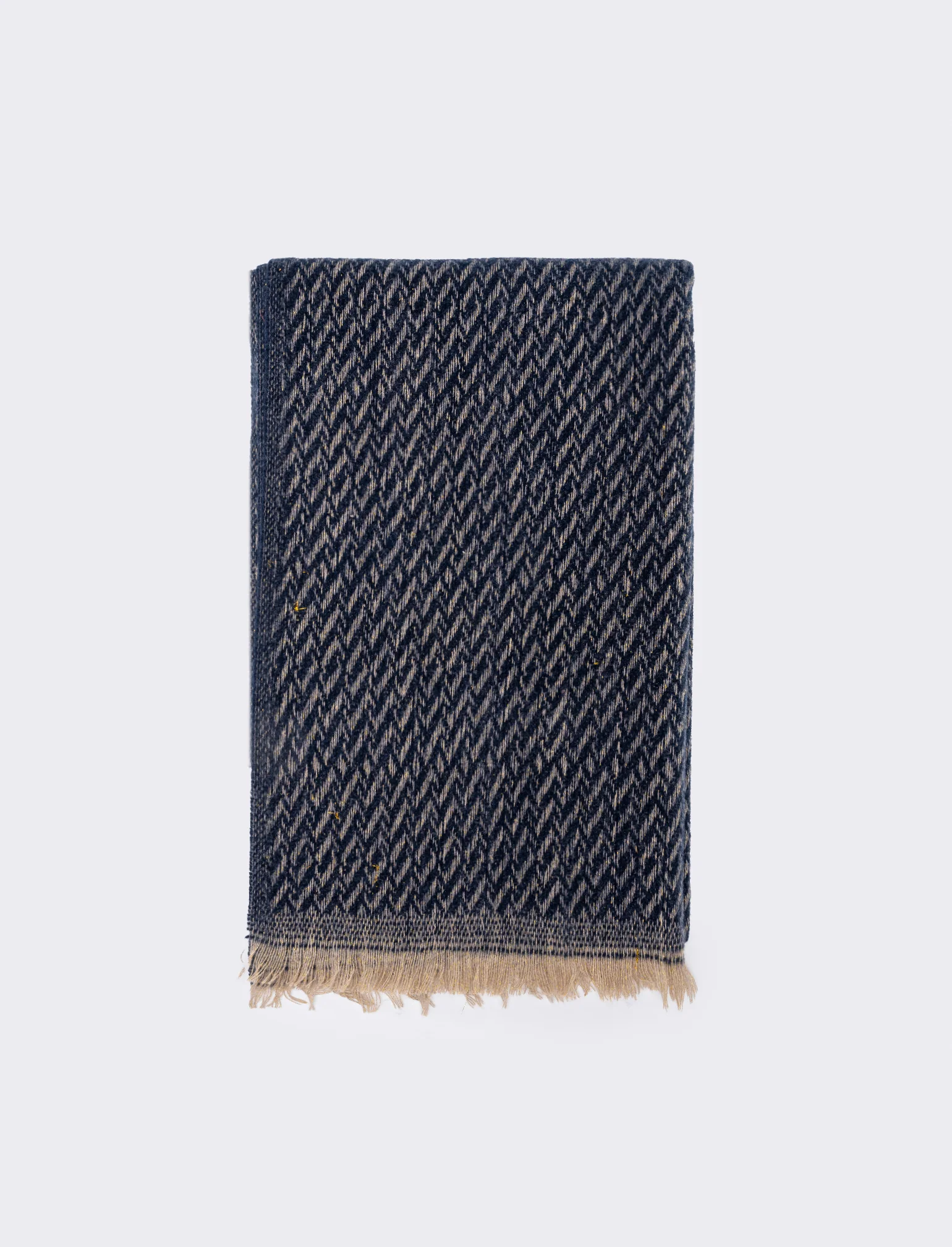 Sciarpa zig zag lurex con frange - Blu - Image 2