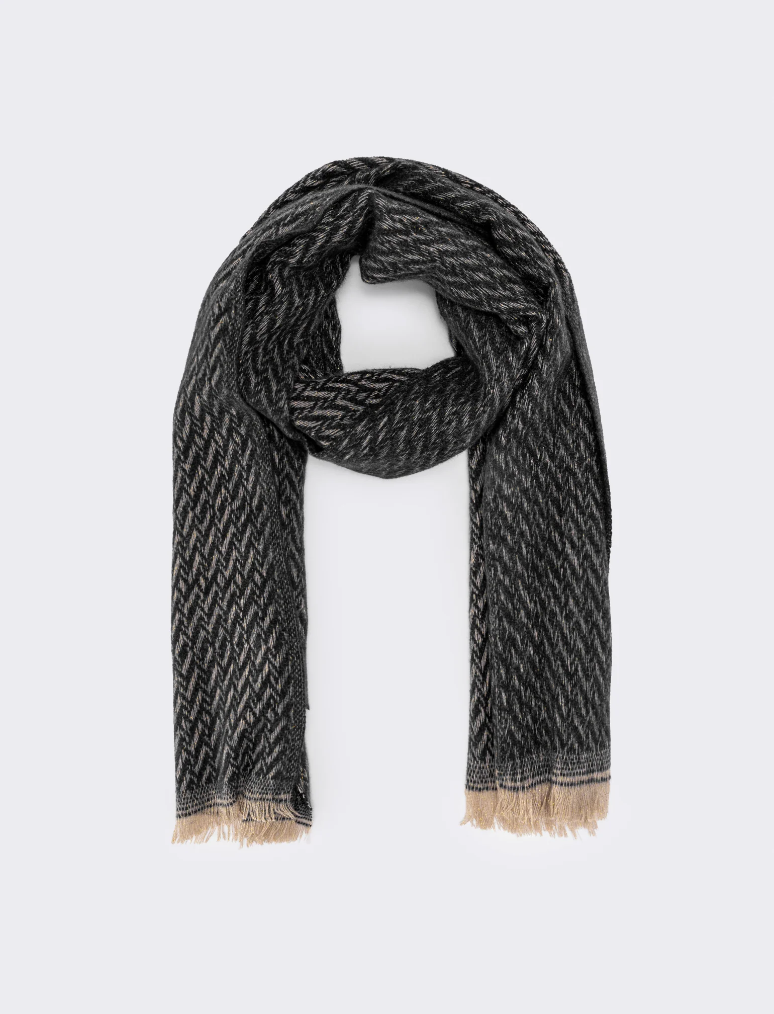 Sciarpa zig zag lurex con frange - Grigio