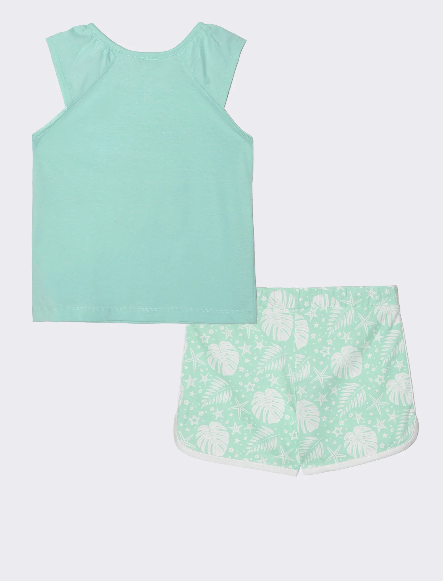 Set 2 pack canotta e shorts estivi bambina - Verde acqua - Image 2