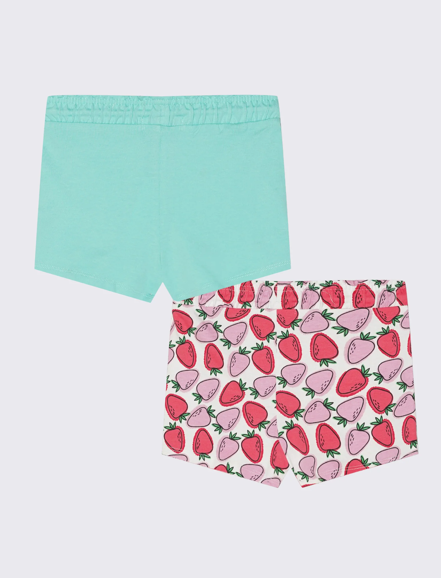 Set 2 pack shorts in french terry uniti e stampati - Verde acqua - Image 2