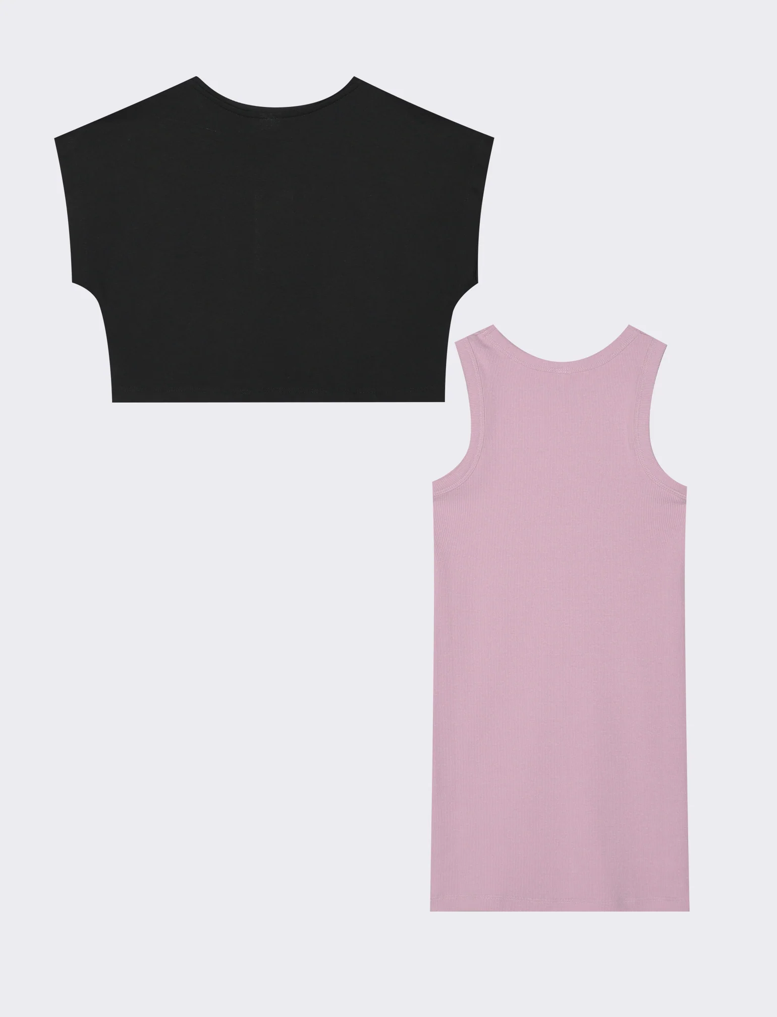 Set 2 pezzi: abito in rib e t-shirt cropped - Rosa - Image 2