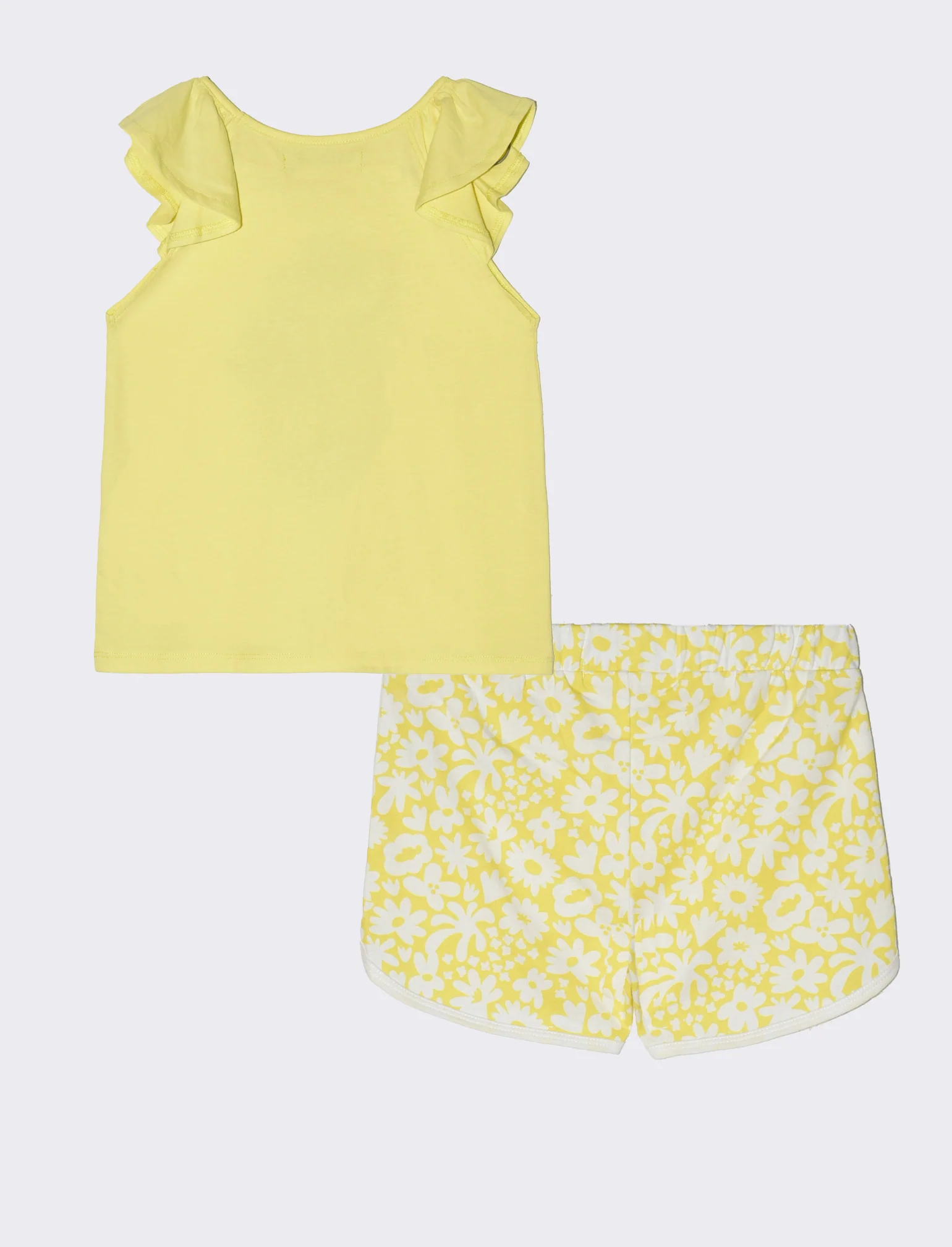 Set 2 pezzi canotta e short da bambina - Giallo - Image 4
