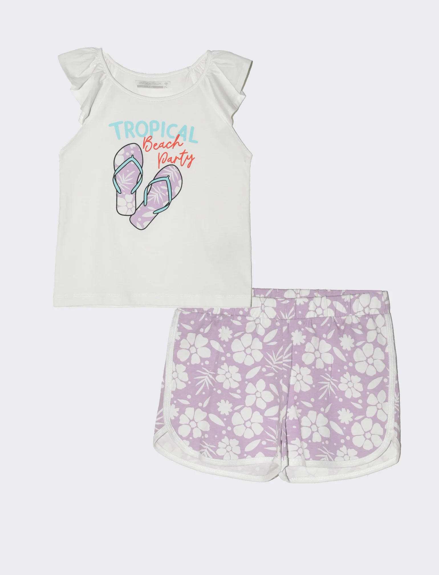 Set 2 pezzi canotta e short da bambina - Lilla - Image 3