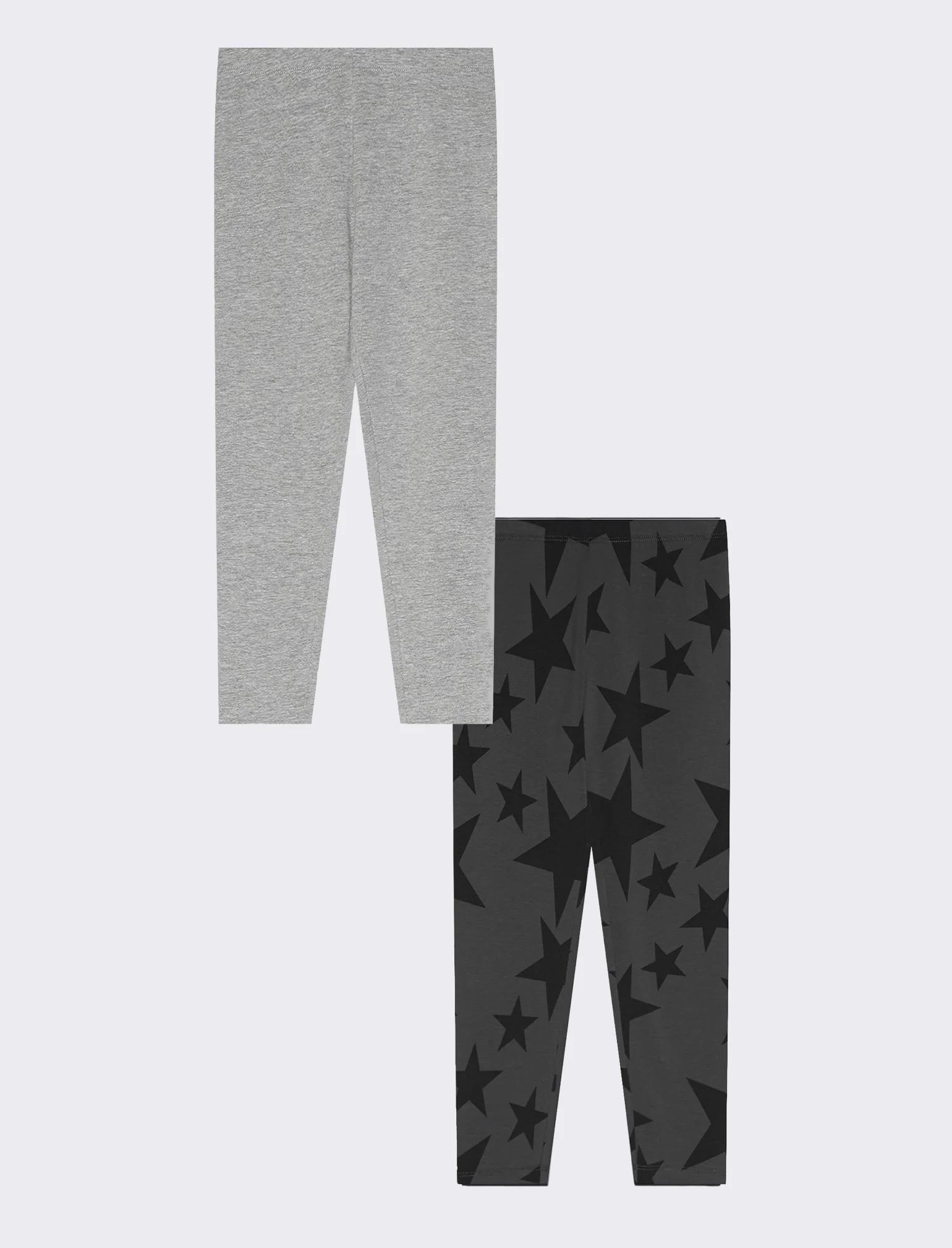Set 2 pezzi leggings elasticizzati uniti e stampati - Nero-grigio - Image 2