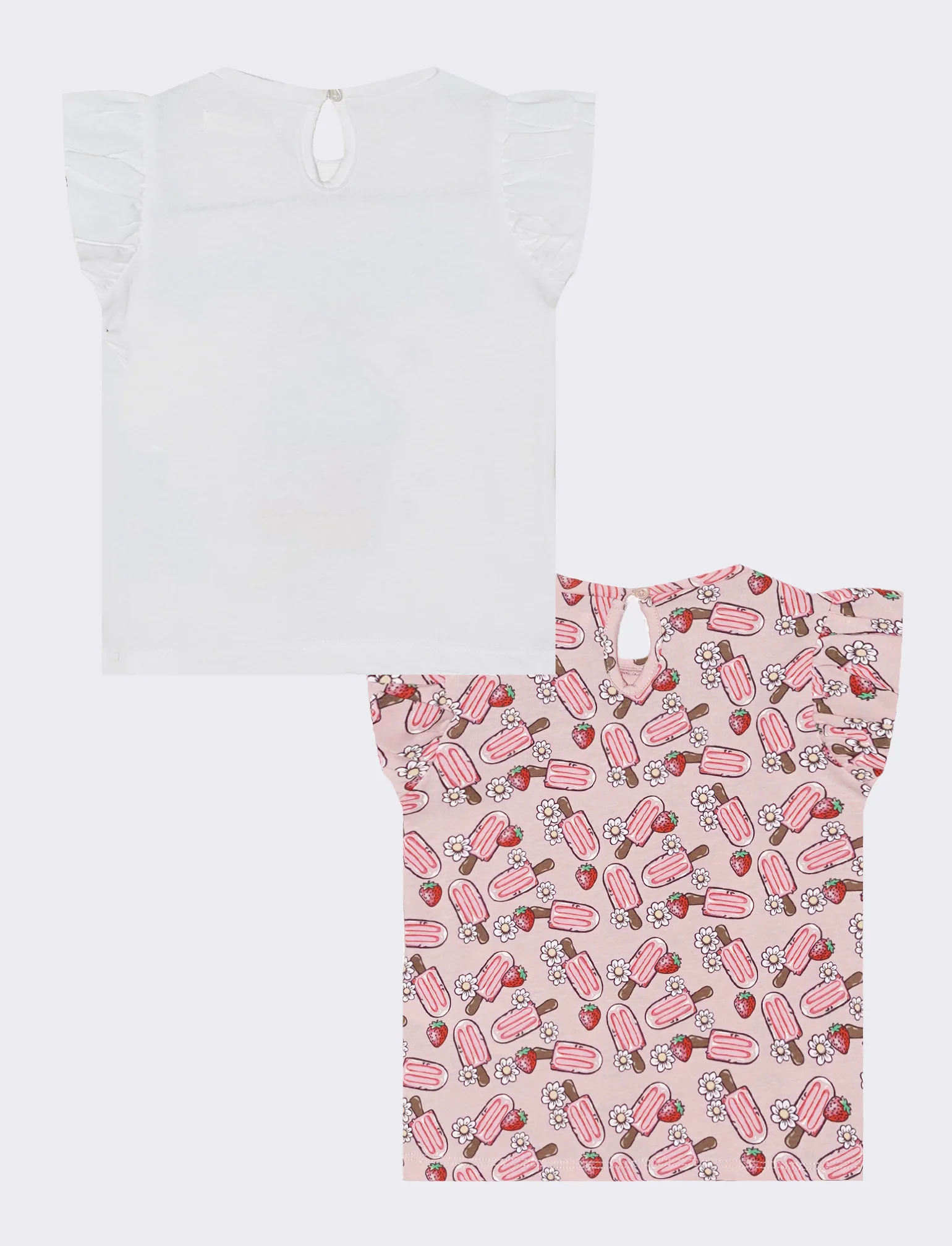 Set bipack di T-shirt con rouches e stampa - Bianco - Image 2