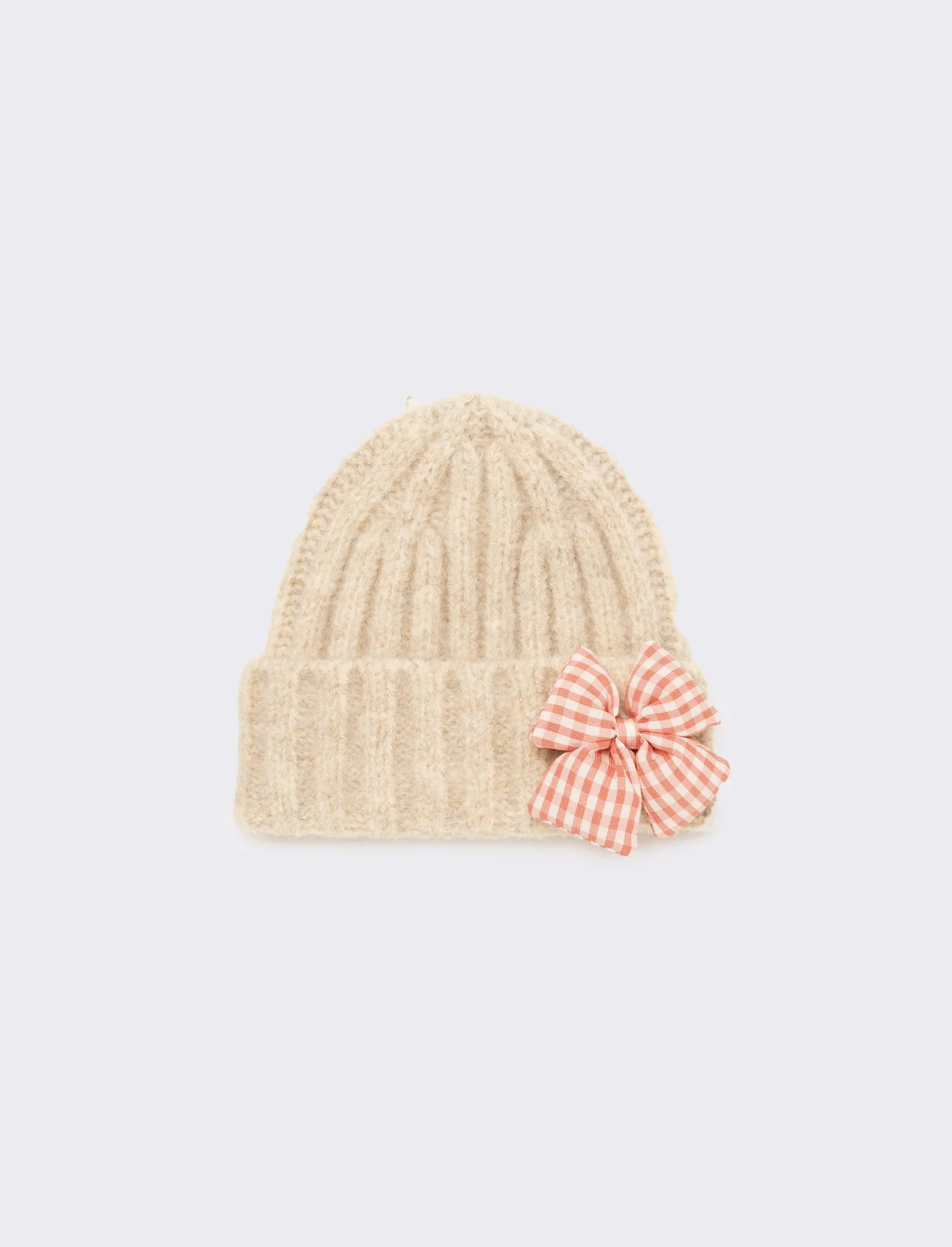 Set cappello e sciarpa con fiocco vichy - Bianco panna - Image 3