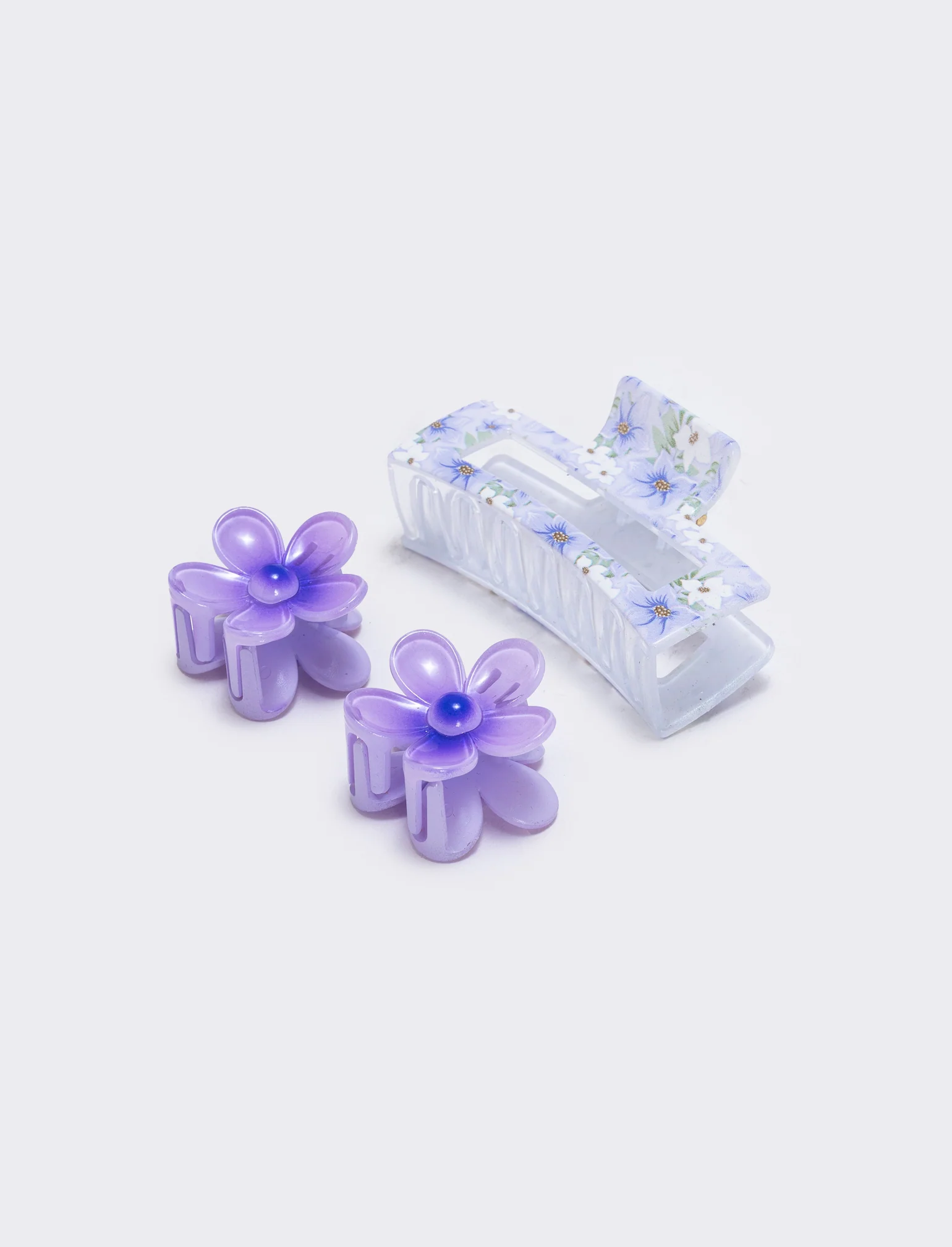 Set di 3 pinze con fiori - Lilla - Image 2