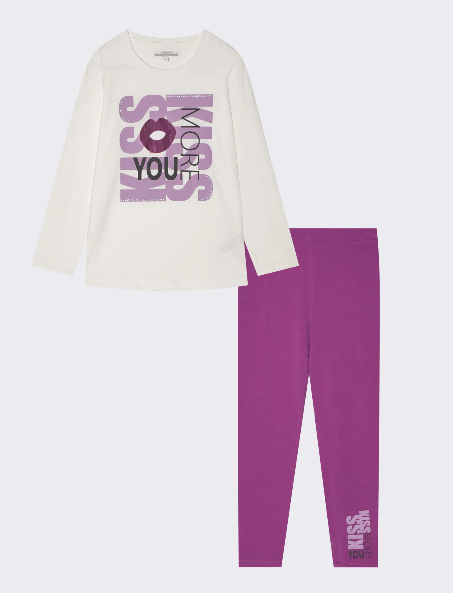 Set due pezzi bambina: T-shirt e leggings - Bianco latte - Image 2