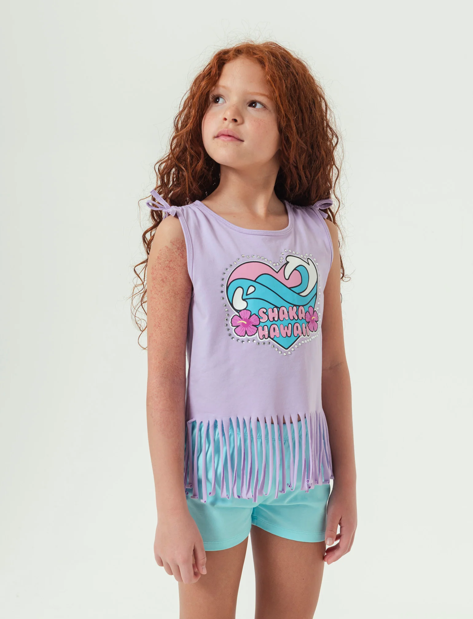 Set due pezzi composto da short e top da bambina - Lilla - Image 2