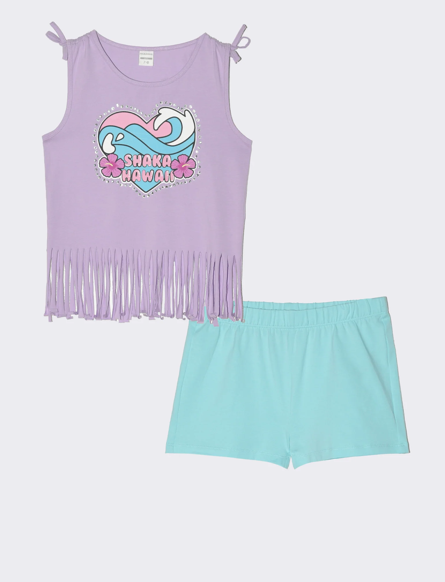 Set due pezzi composto da short e top da bambina - Lilla - Image 3