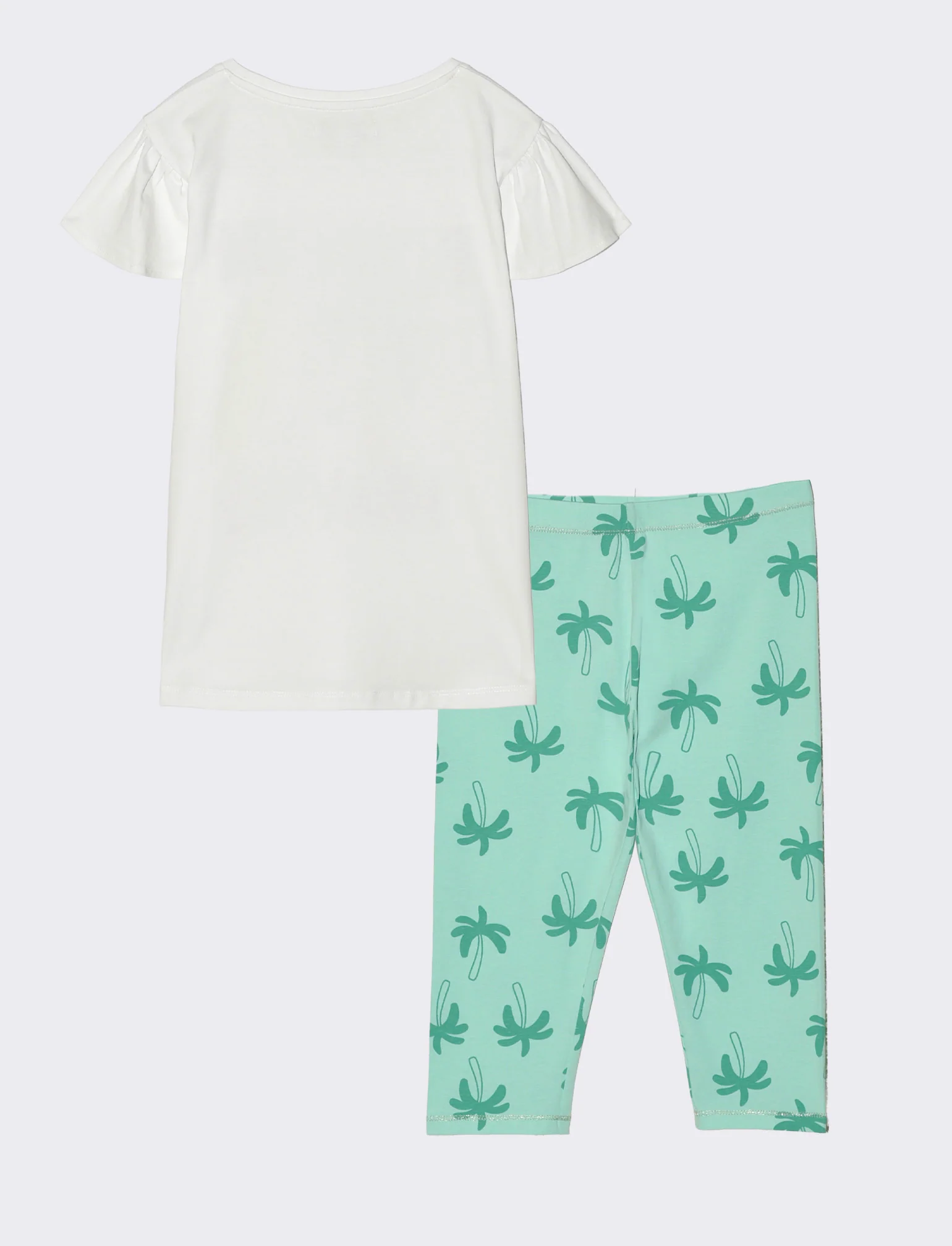 Set due pezzi mezza manica bambina - Verde acqua - Image 2