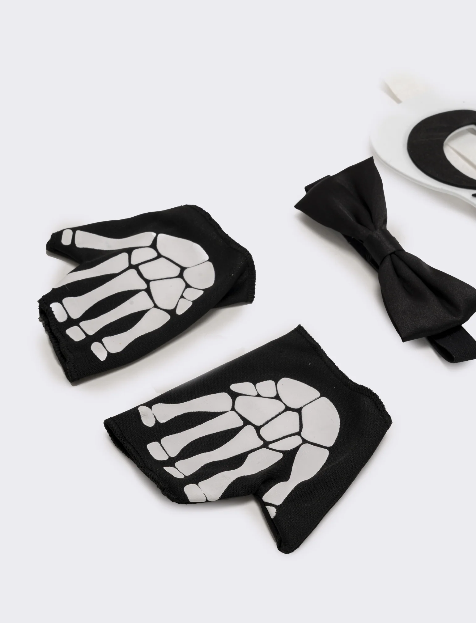 Set halloween bambino mascherina,guanto e papillon con teschio - Bianco-nero - Image 4