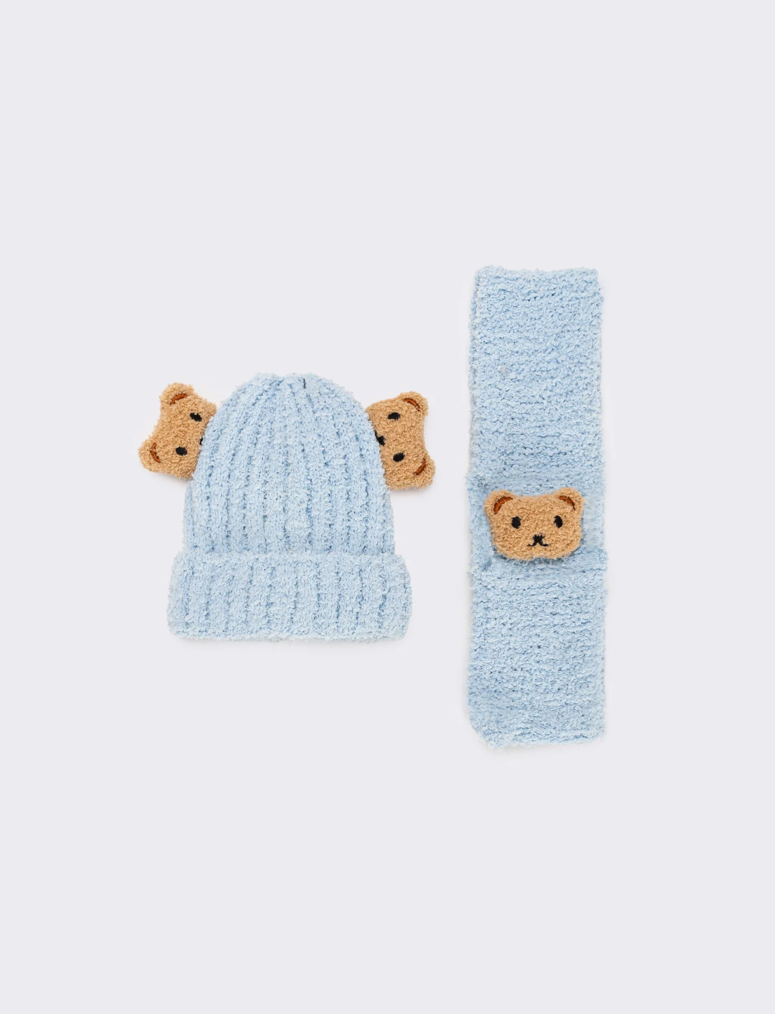 Set neonato cappello, sciarpa e cravatta con orsetto - Blu - Image 2