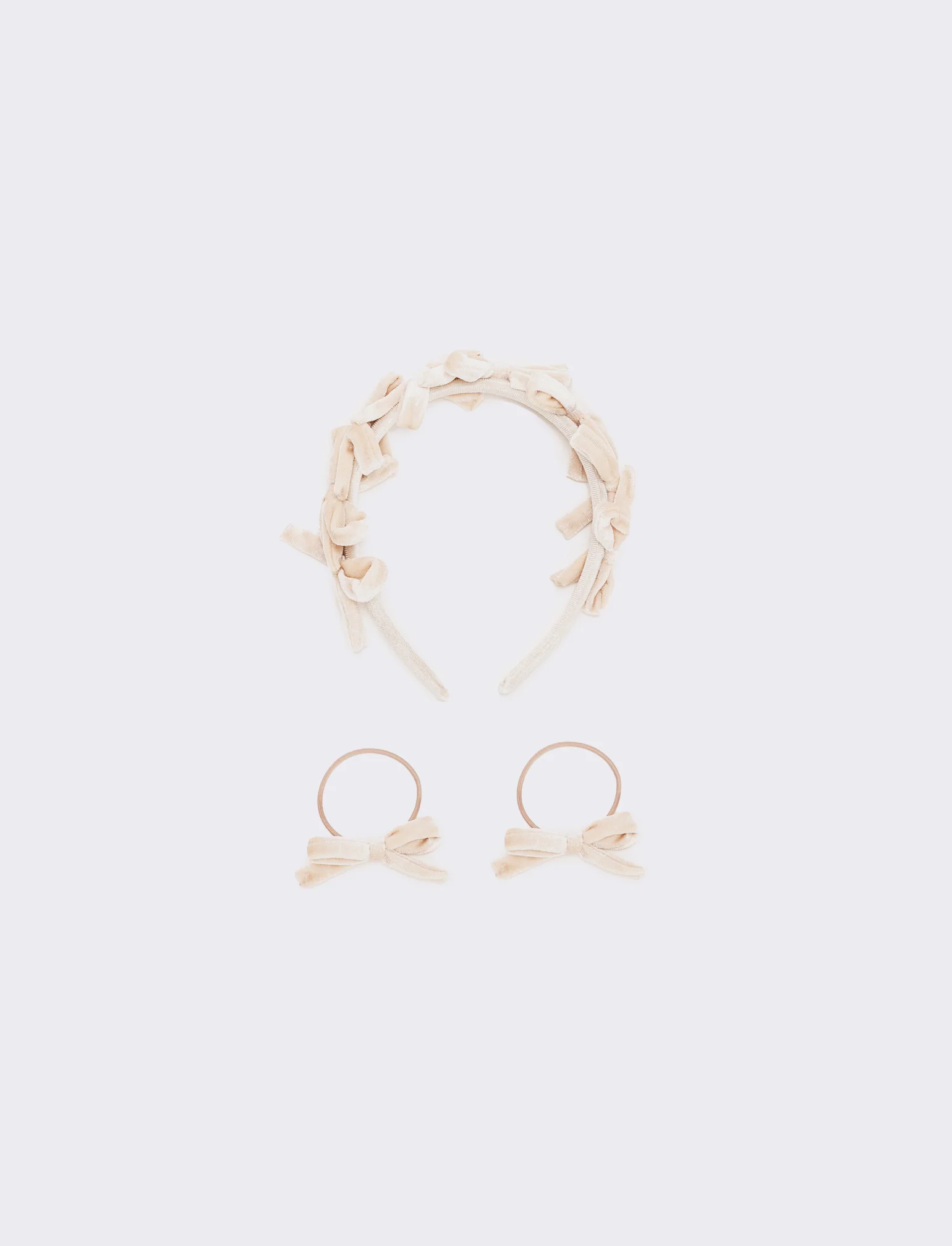 Set velluto con fiocchetti bambina - Rosa
