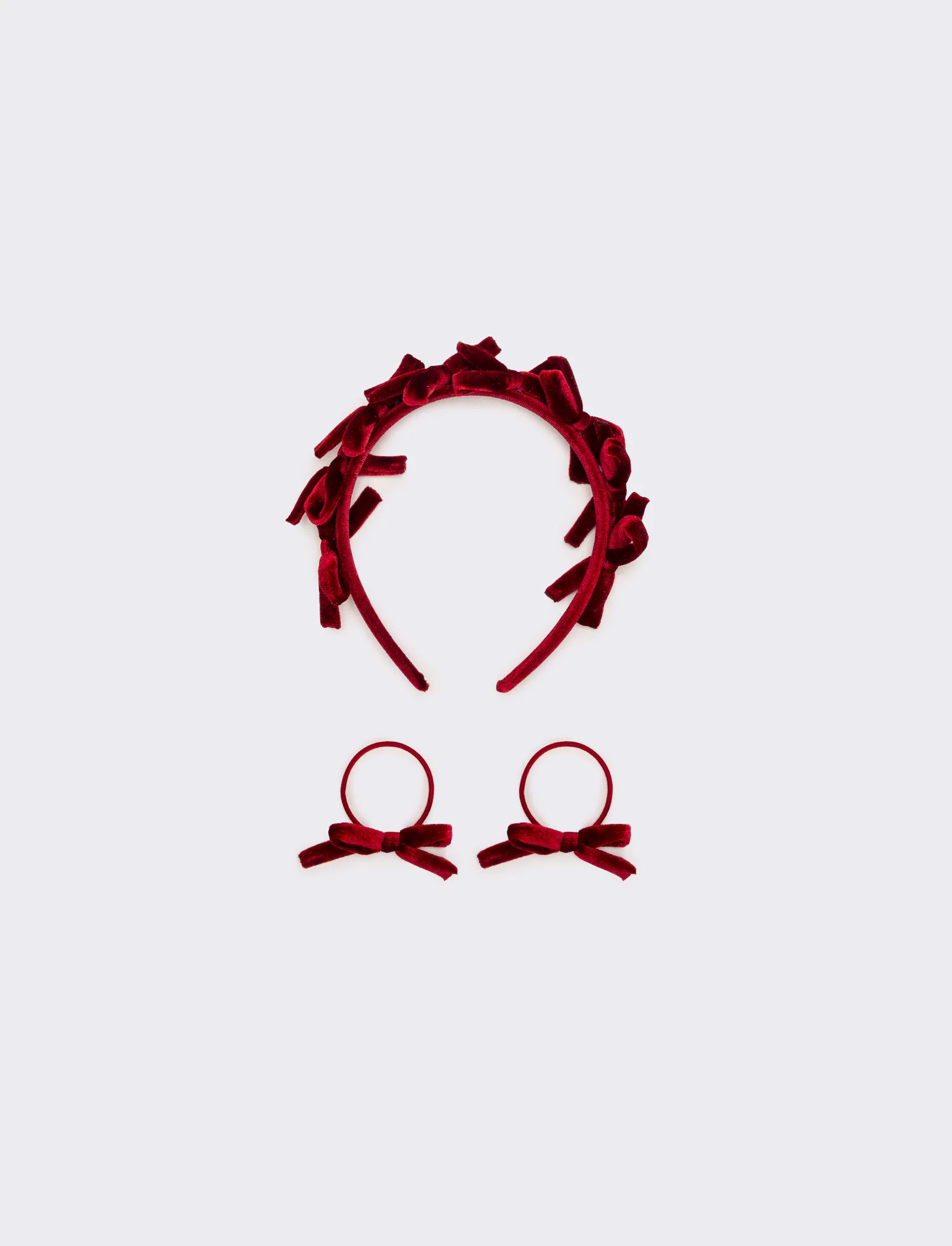 Set velluto con fiocchetti bambina - Rosso