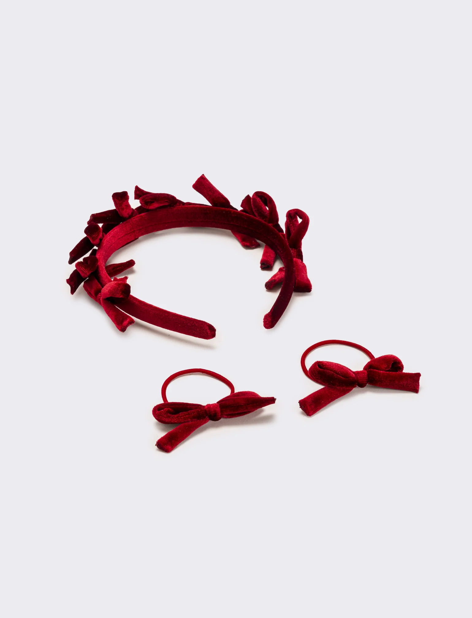 Set velluto con fiocchetti bambina - Rosso - Image 2