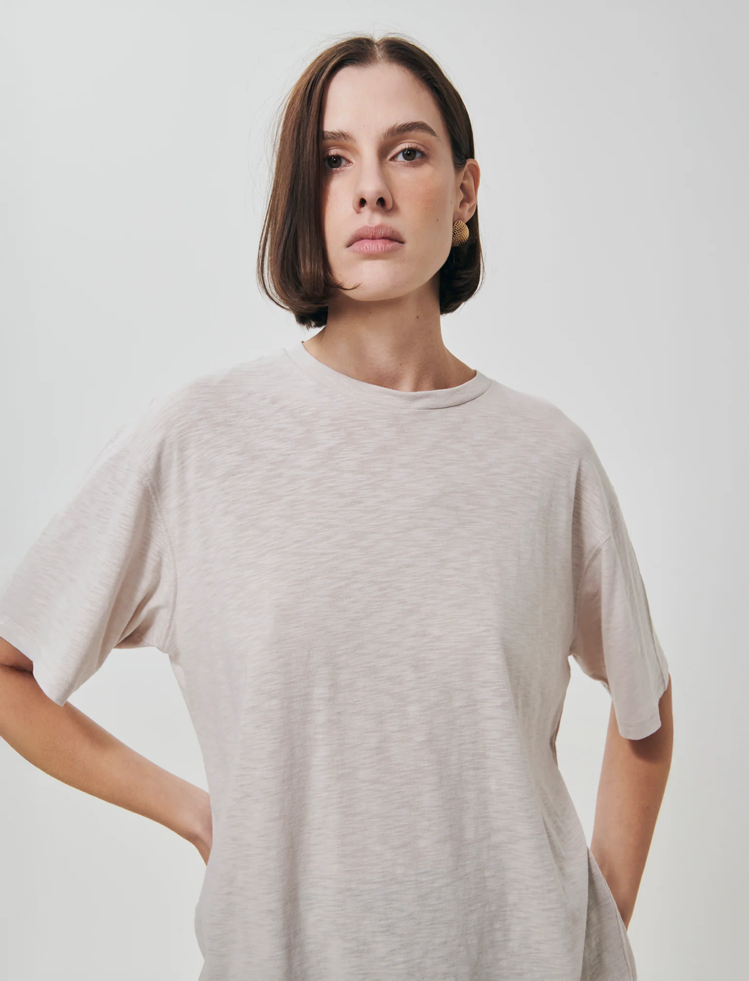 Shirt Girocollo Manica Corto Comoda - Beige grano - Image 4