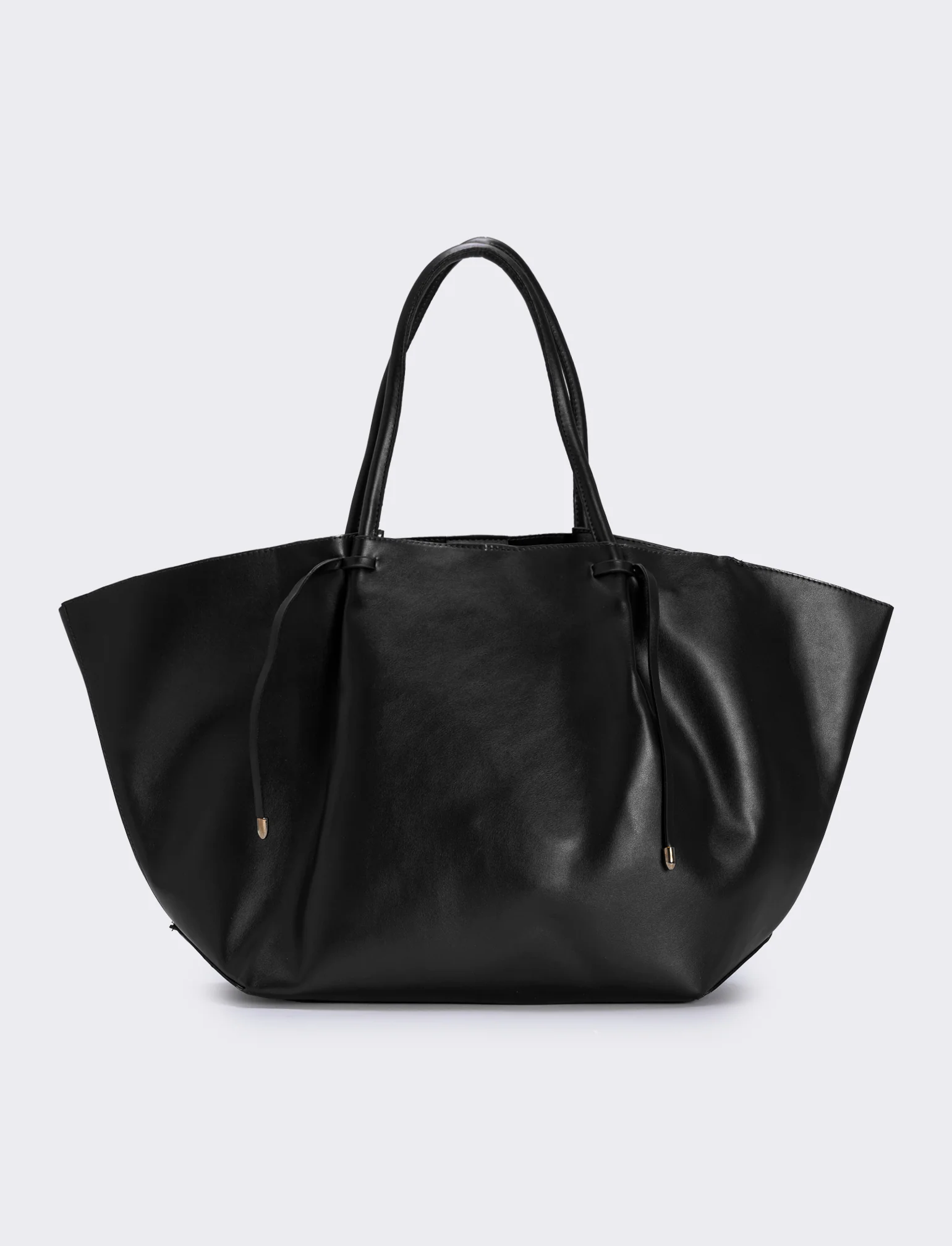 Shopper con borsello intrecciato - Nero