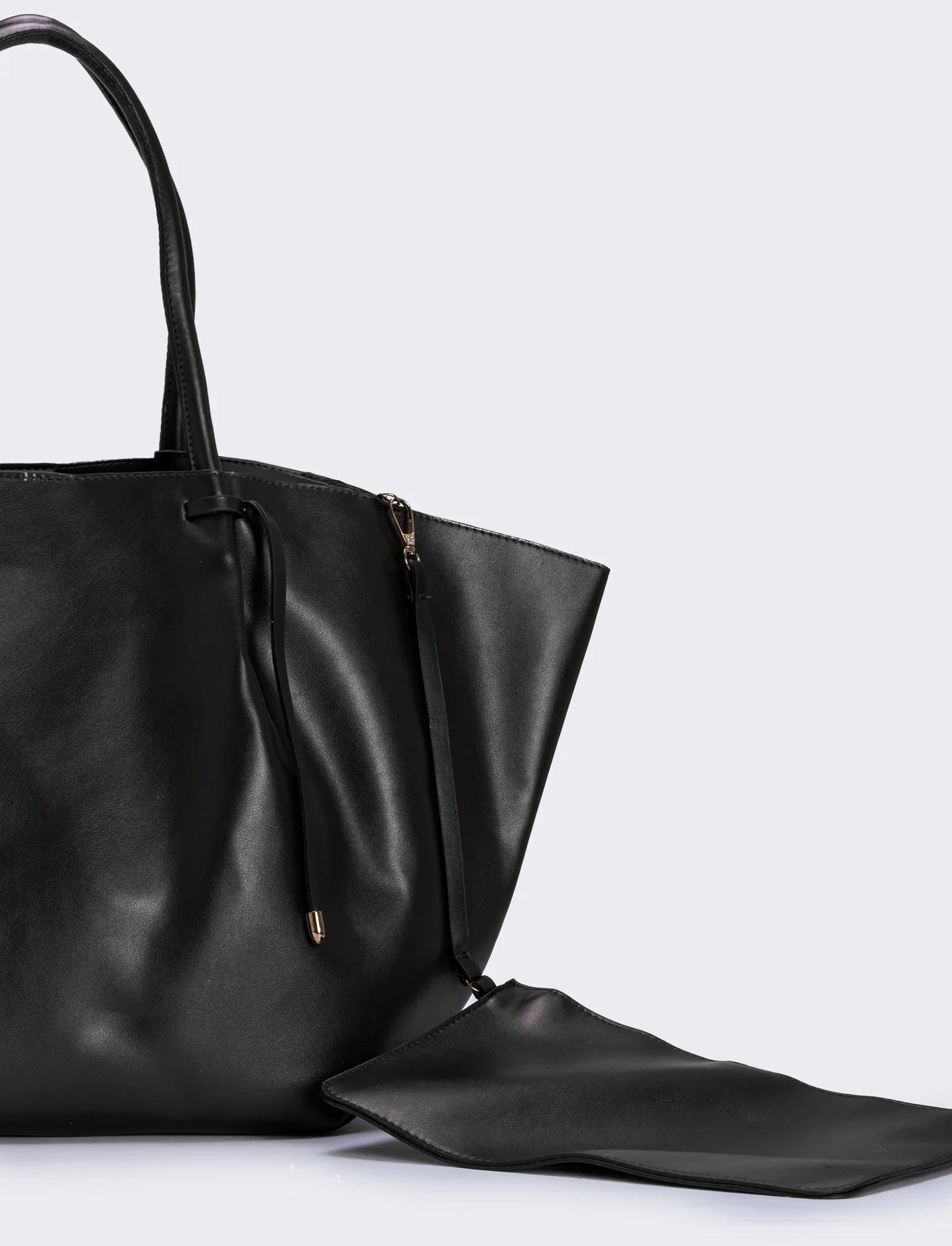 Shopper con borsello intrecciato - Nero - Image 3