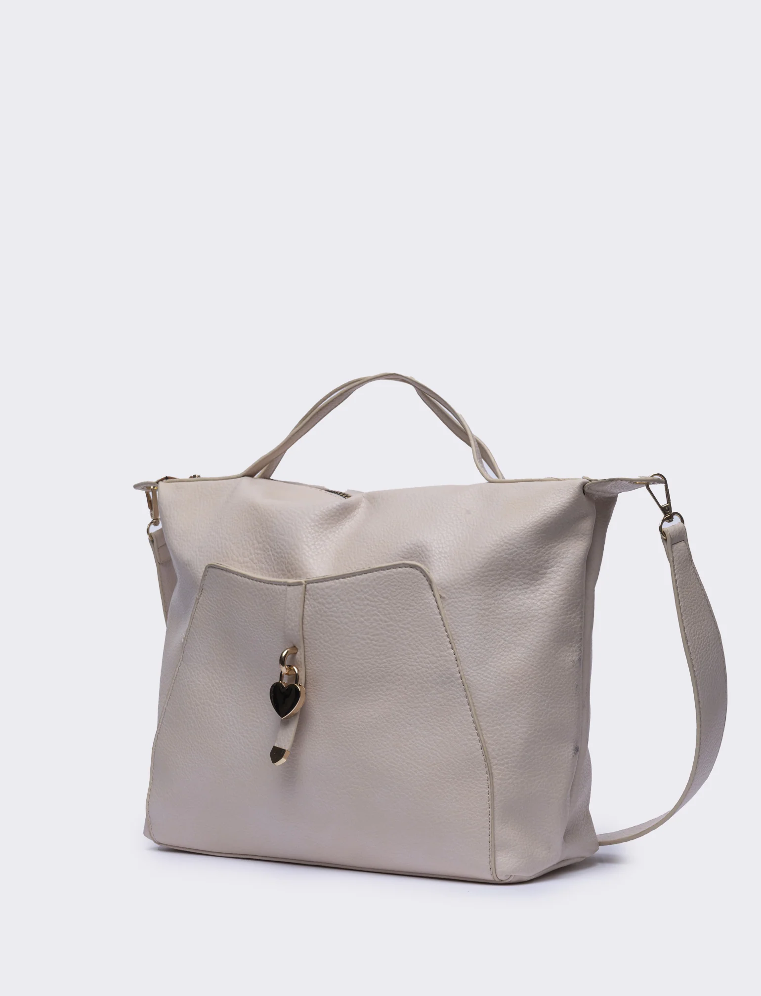 Shopper donna con catenaccio a cuore - Beige - Image 2