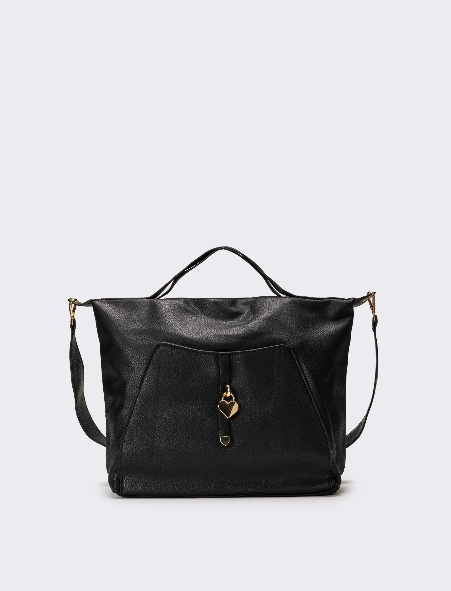 Shopper donna con catenaccio a cuore - Nero