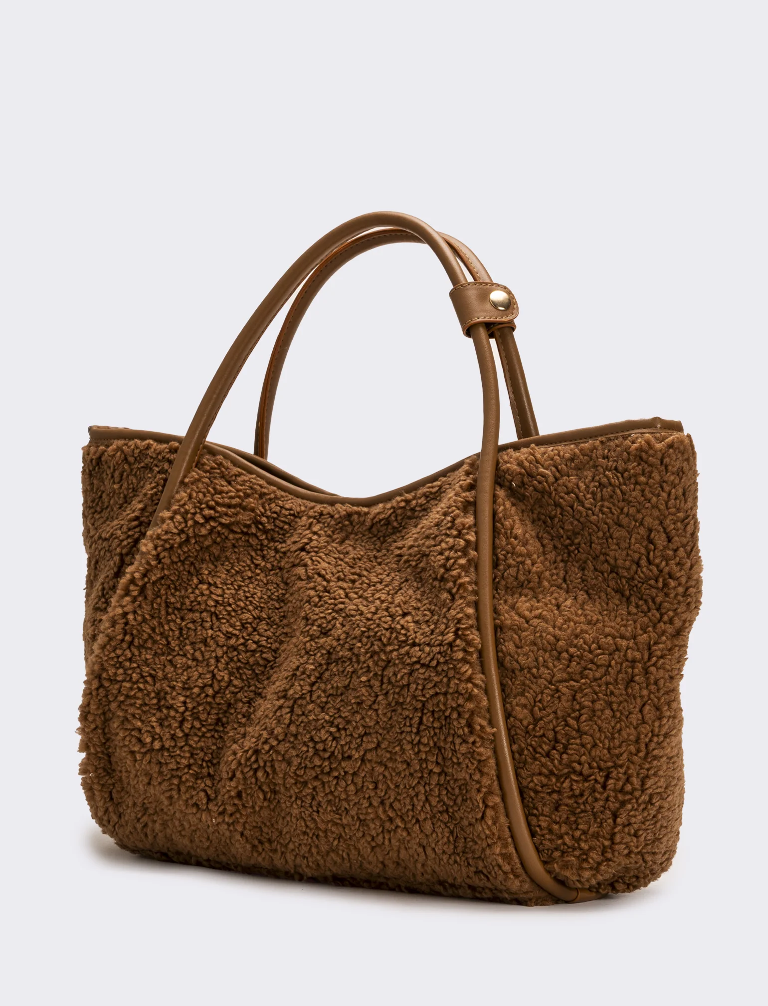 Shopper donna grande in finta pelliccia - Marrone - Image 3