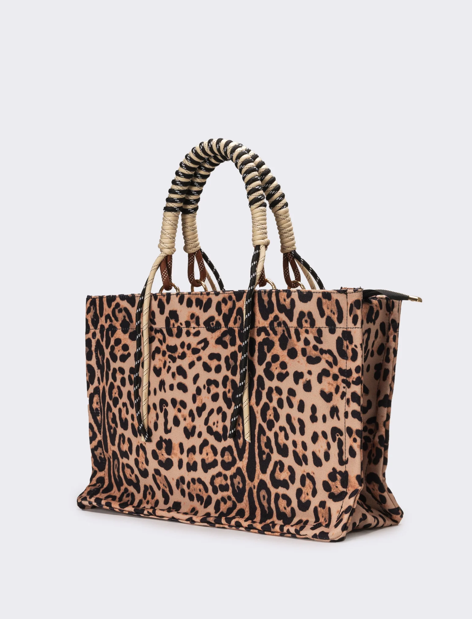 Shopper donna leoparadata con manico corda - Marrone - Image 2