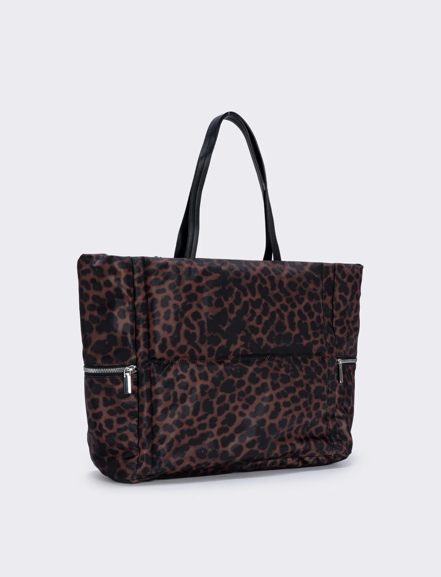 Shopper nylon con tasche laterali zip - Leopardato - Image 2