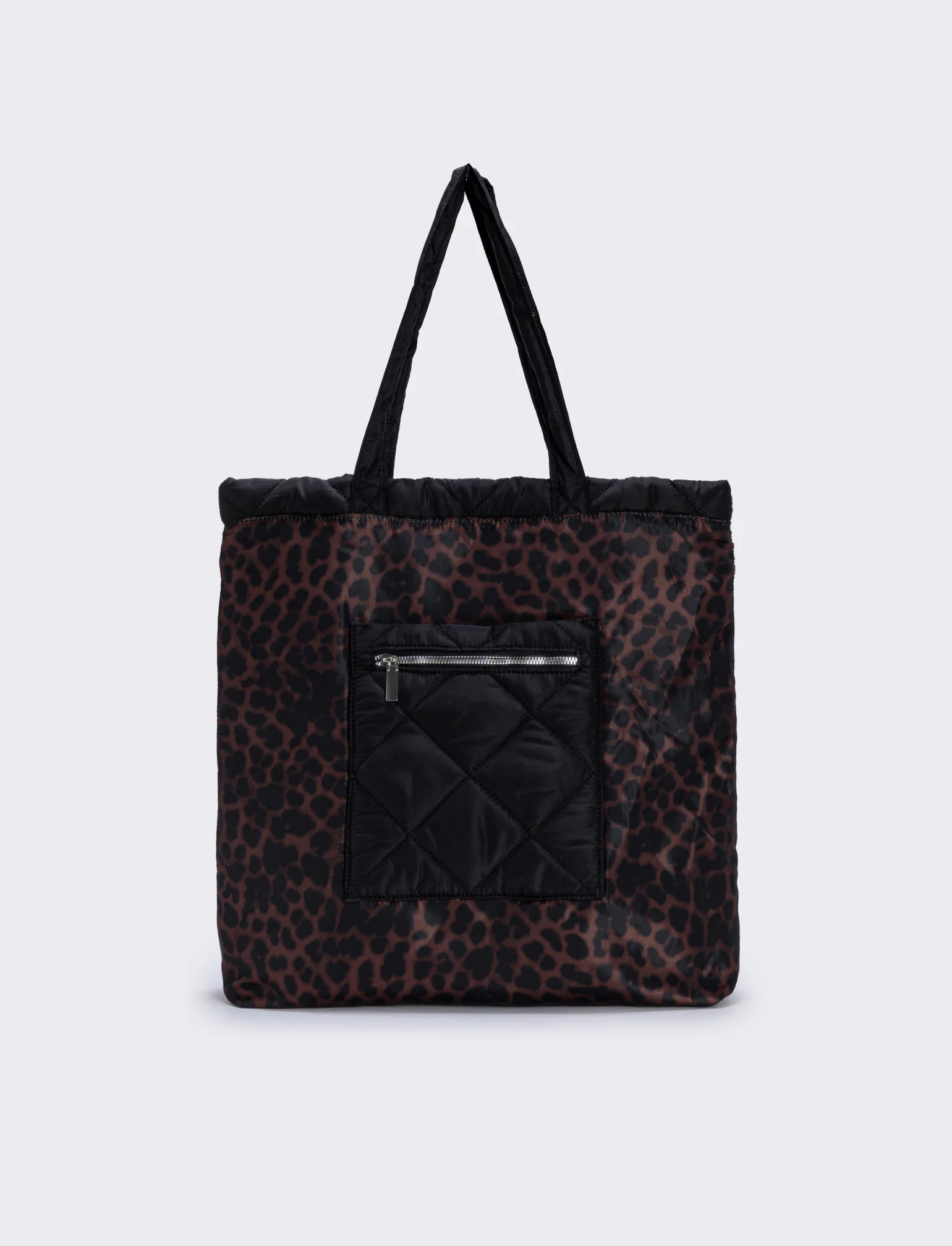 Shopper nylon double face con tasca - Leopardato