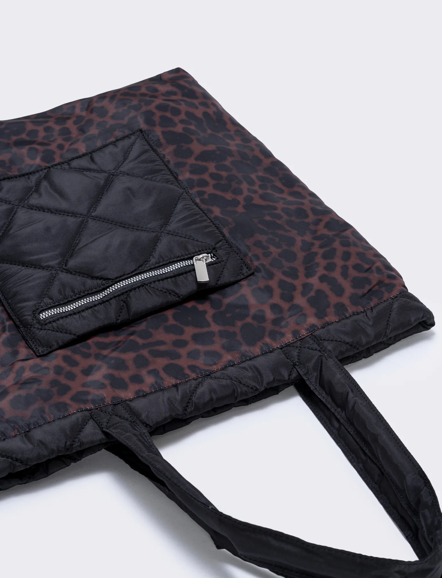 Shopper nylon double face con tasca - Leopardato - Image 3