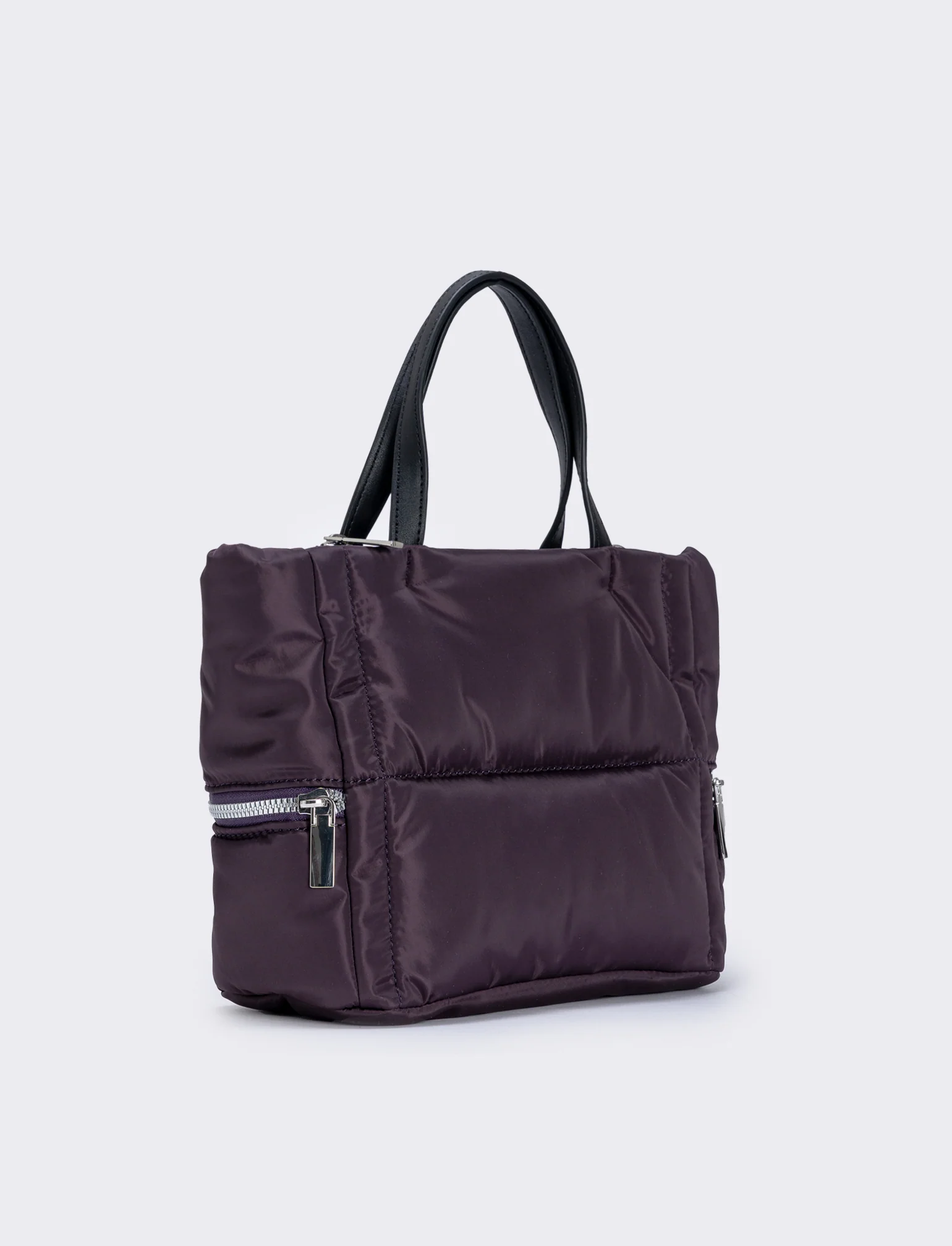 Shopper trapuntata con tasche laterali - Viola prugna - Image 2