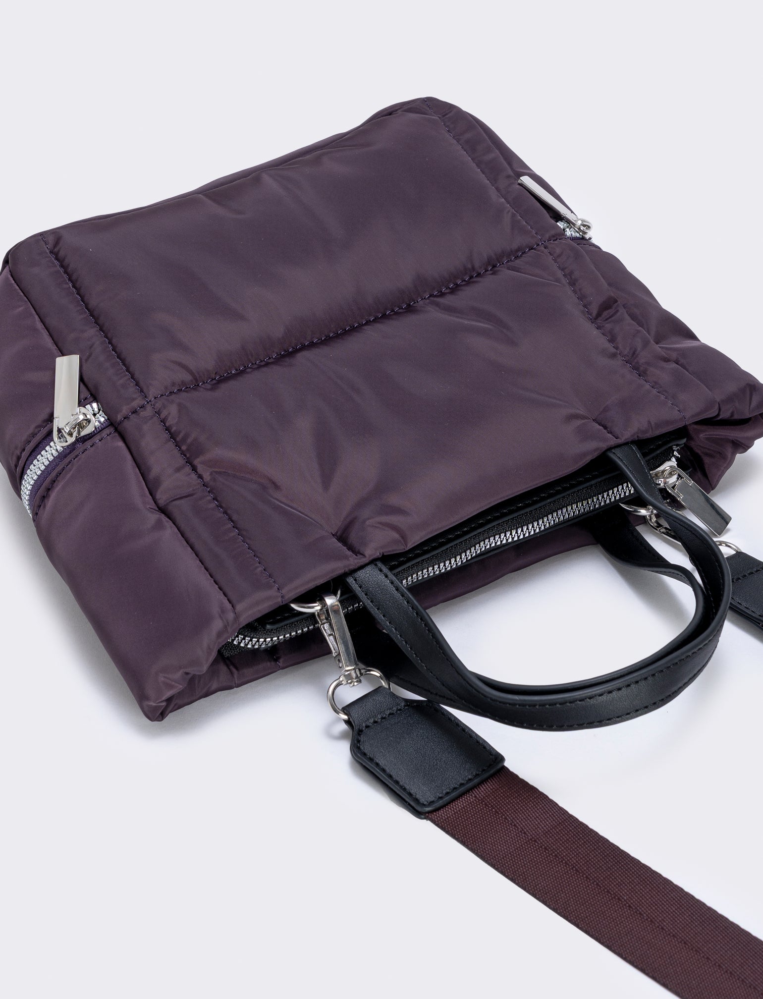 Shopper trapuntata con tasche laterali - Viola prugna - Image 3