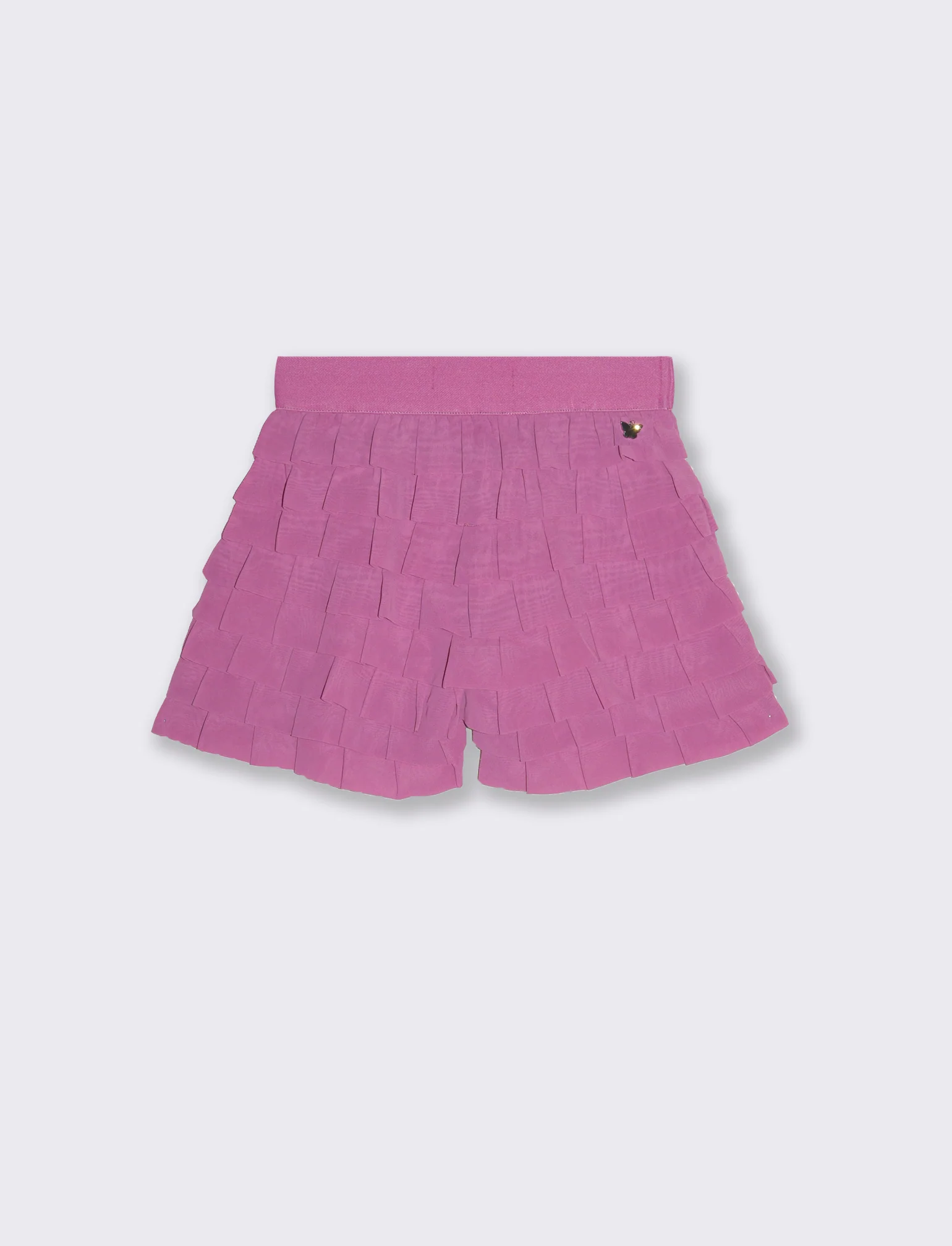 Short con balze in georgette da bambina - Fuxia