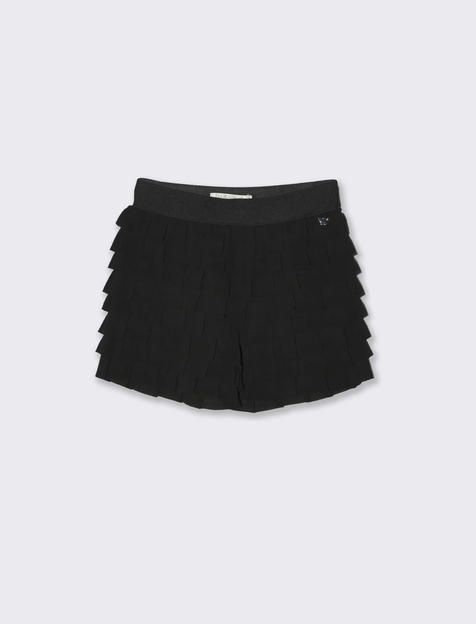 Short con balze in georgette da bambina - Nero - Image 4