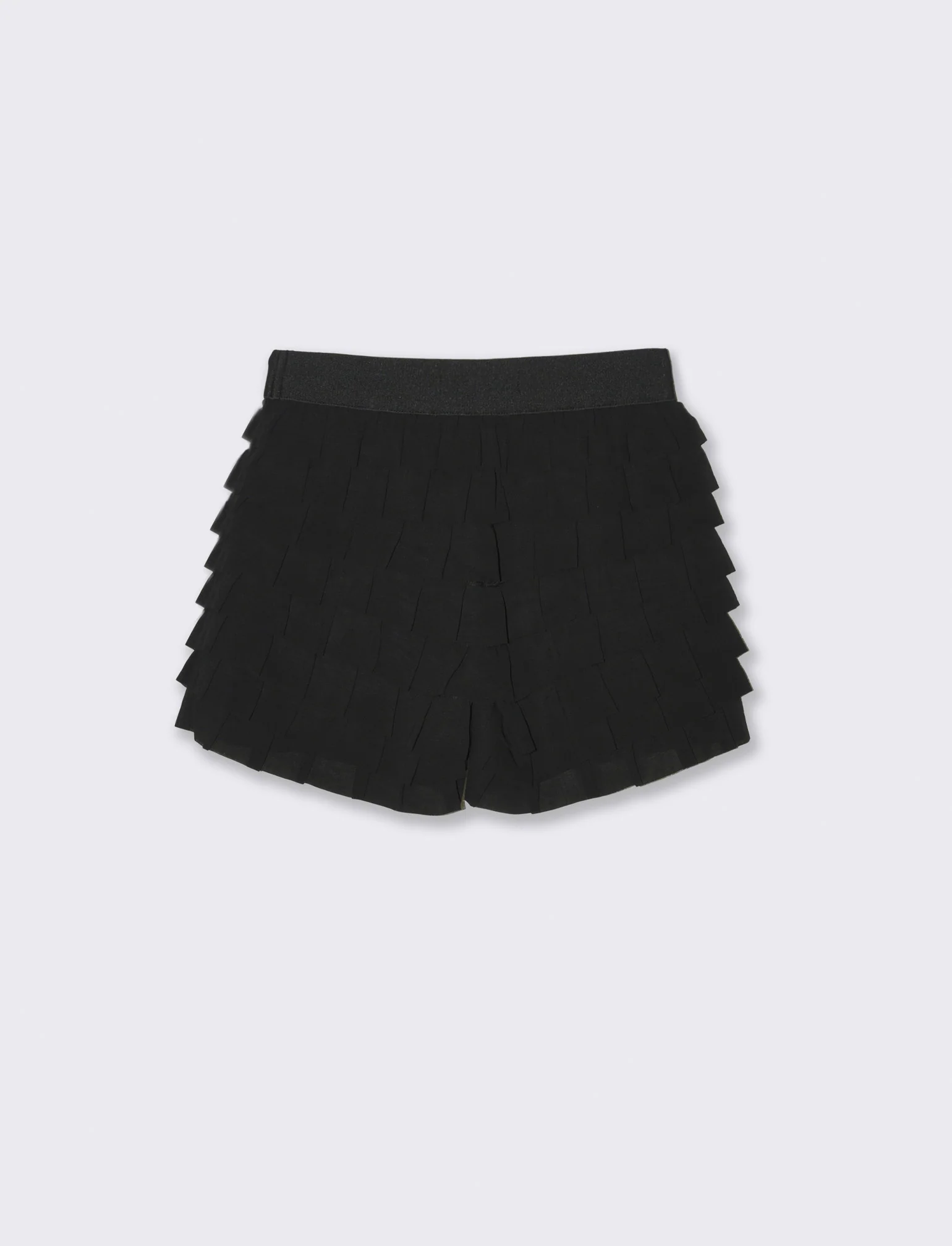 Short con balze in georgette da bambina - Nero - Image 5