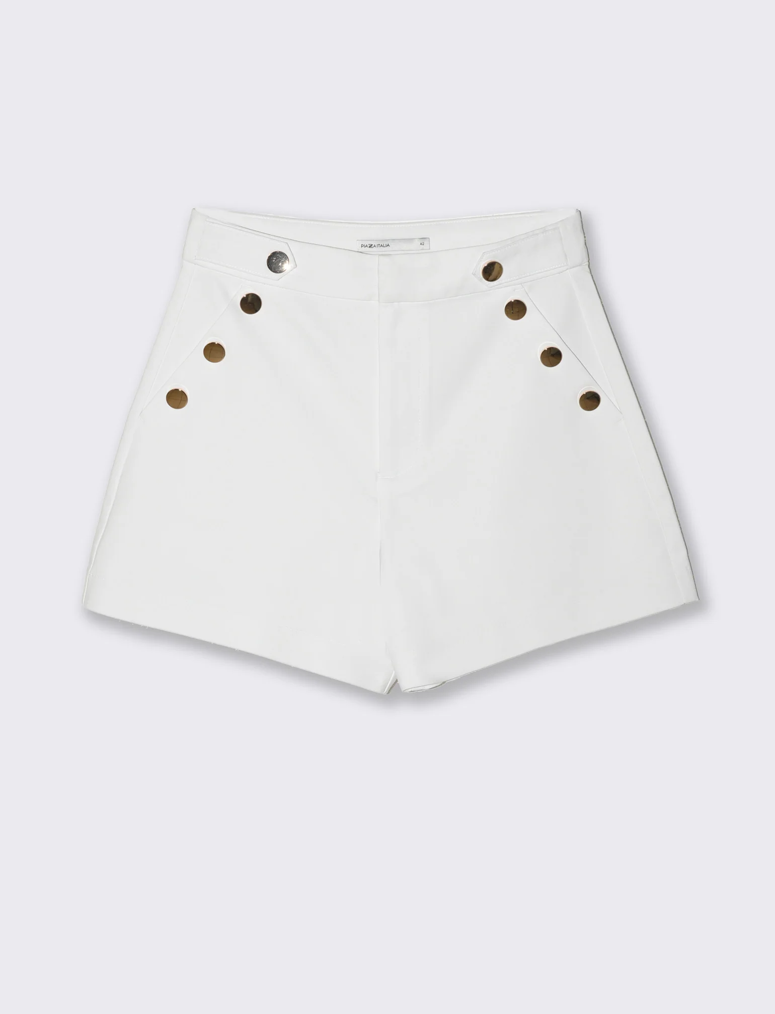 Short con bottoni da donna - Bianco - Image 4