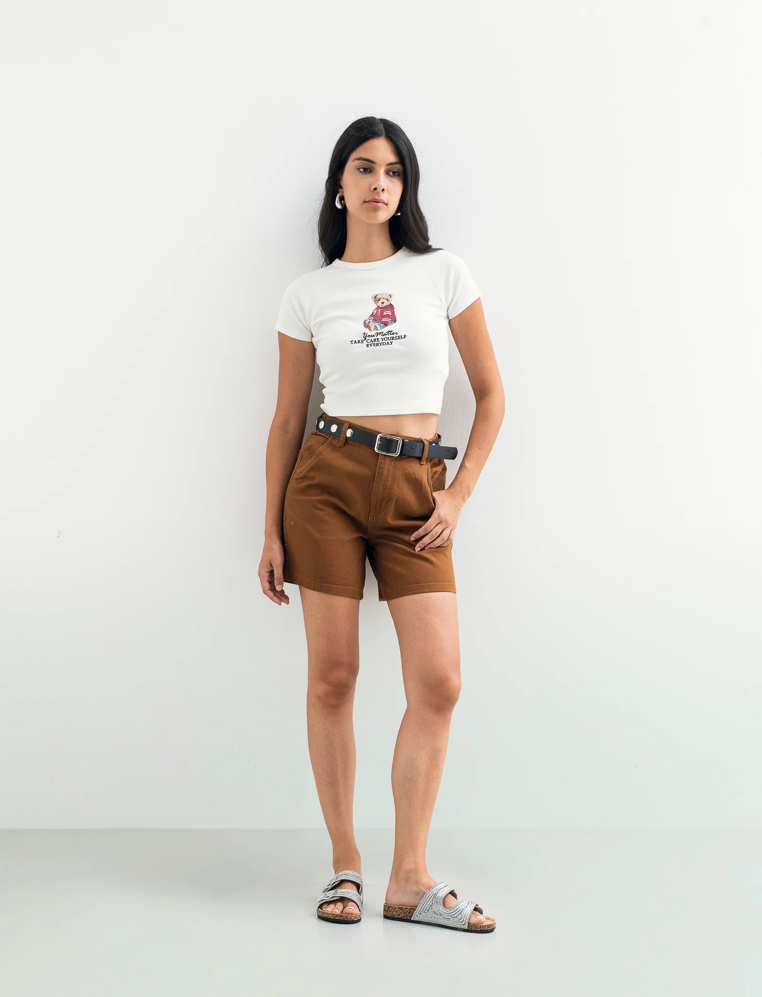 SHORT CON CINTURA - Cognac - Image 4