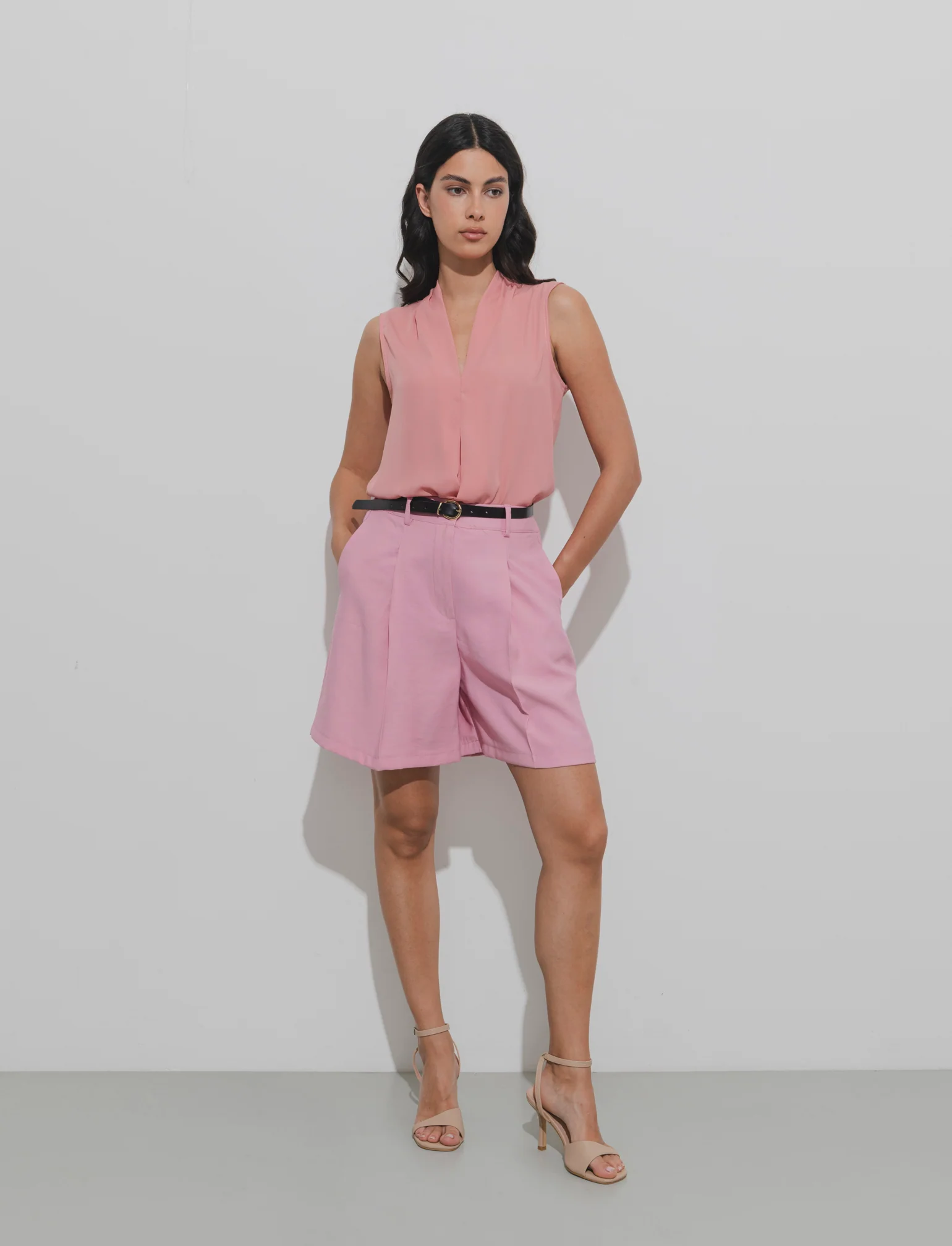 Short con cintura - Rosa - Image 3