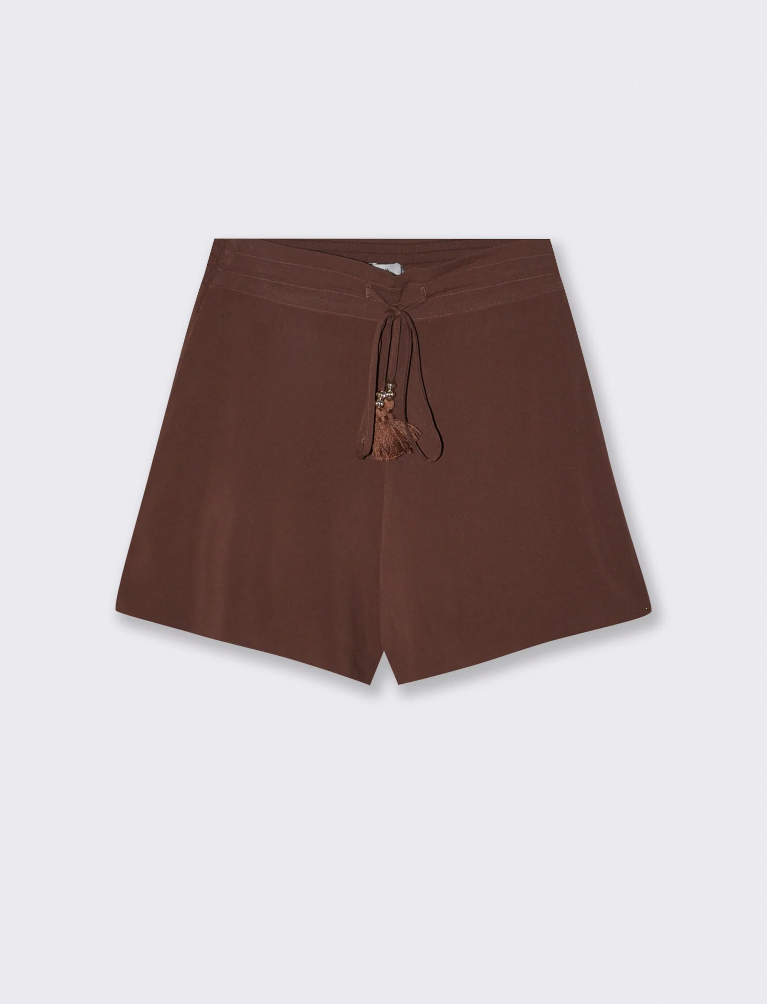 Short con elastico e coulisse in vita - Marrone cioccolato - Image 2