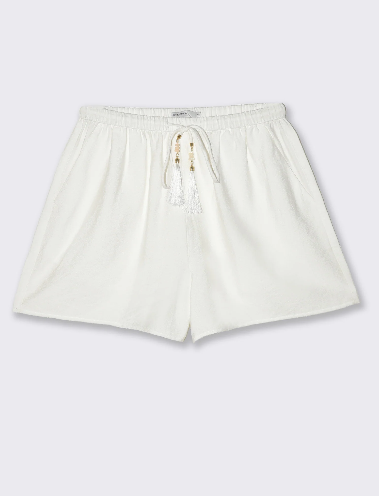 Short con elastico in vita da donna - Bianco - Image 4