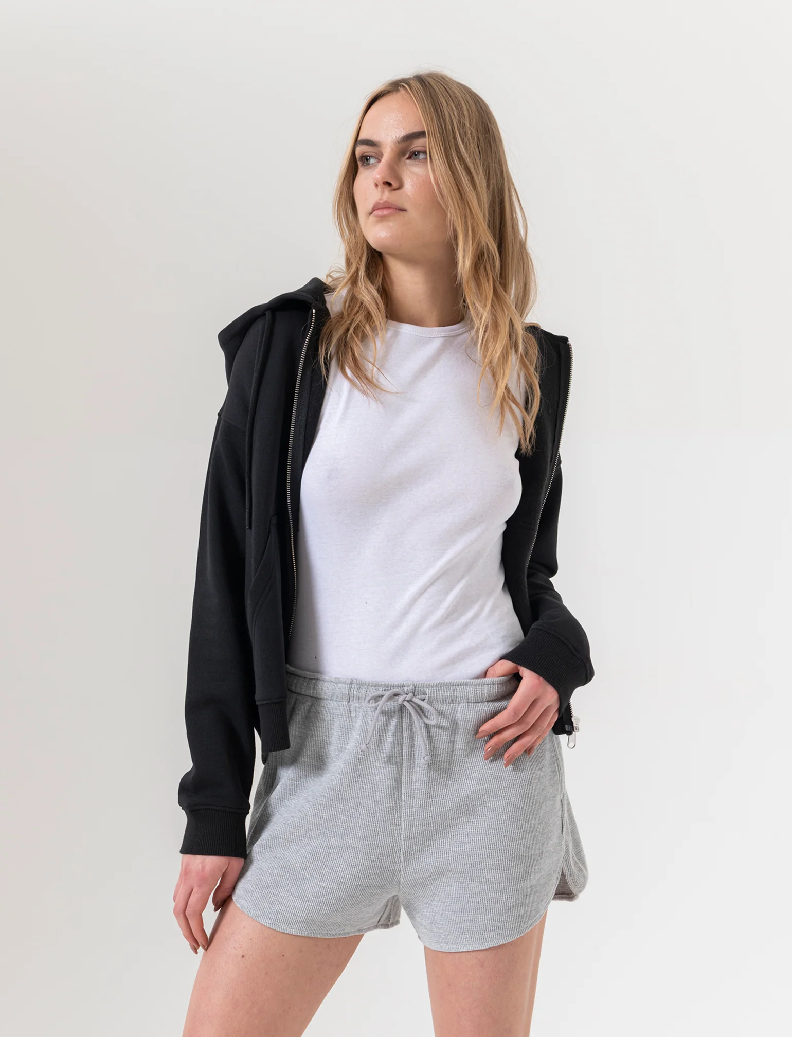 Short con elastico in vita da donna - Grigio mel. - Image 3